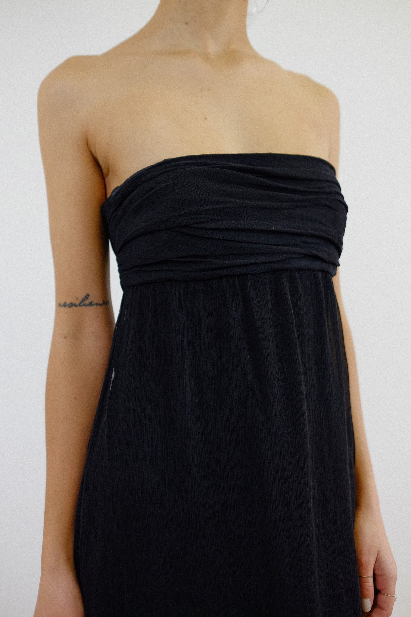 BLUMARINE SILK CHIFFON MINI DRESS IN BLACK