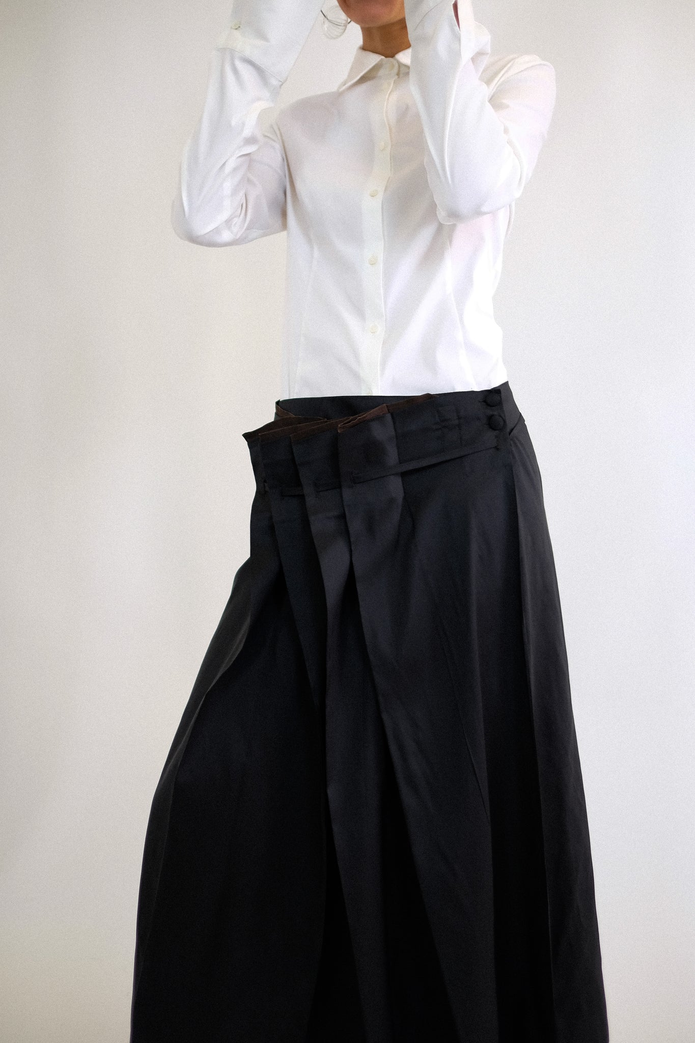 ARTISANAL RAW SILK WRAP SKIRT IN BLACK (ON HOLD)