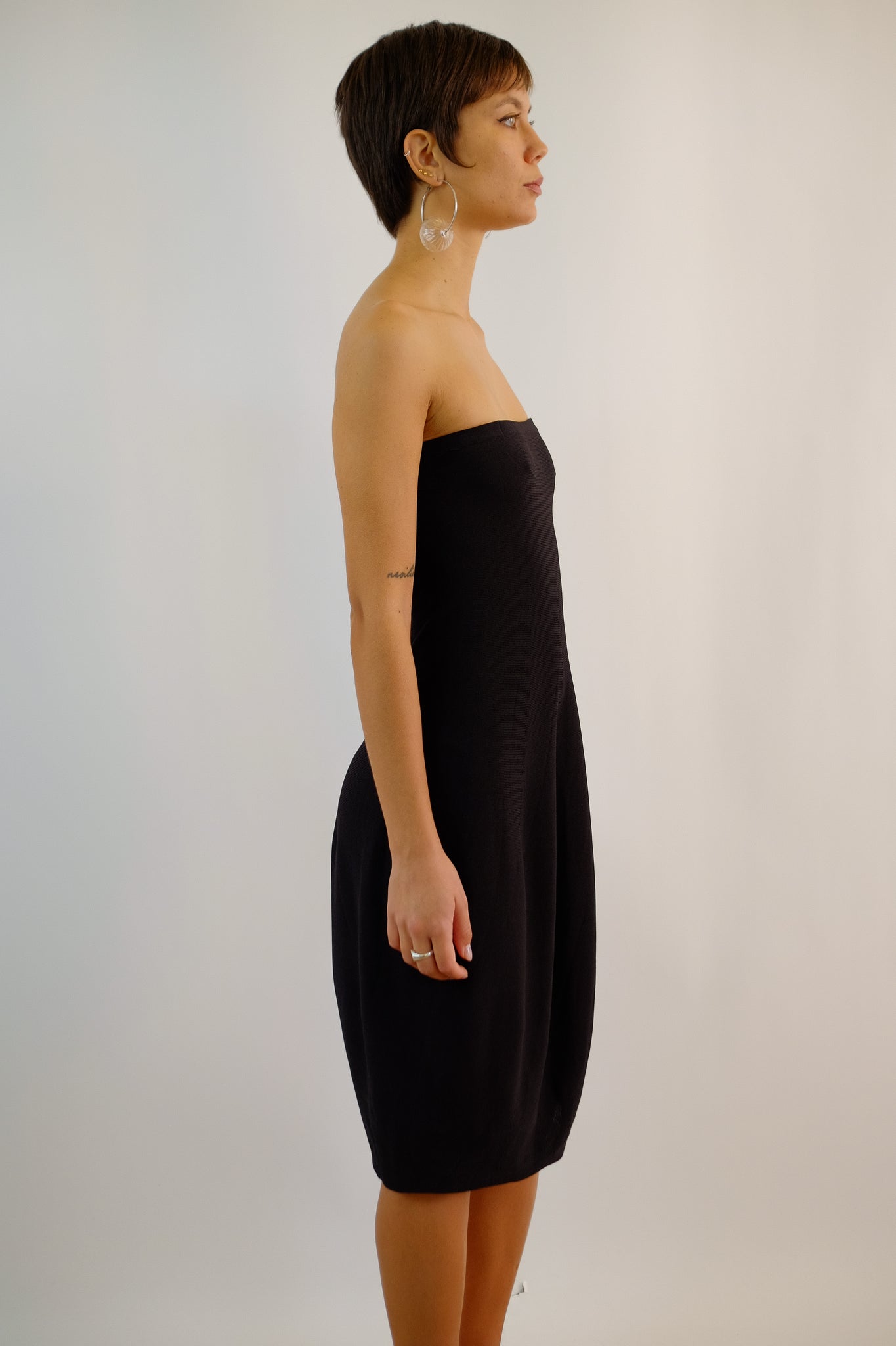 TERRE ALTE STRETCH KNIT BUBBLE DRESS IN BLACK