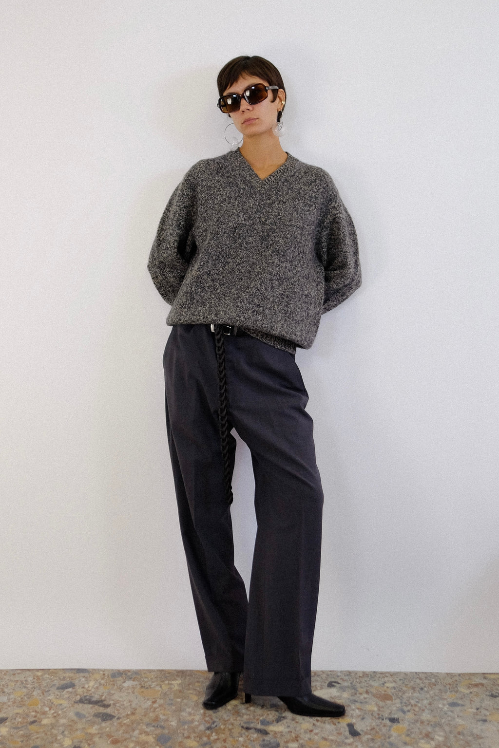 VALENTINO SWEATER IN BLACK AND WHITE MELANGE