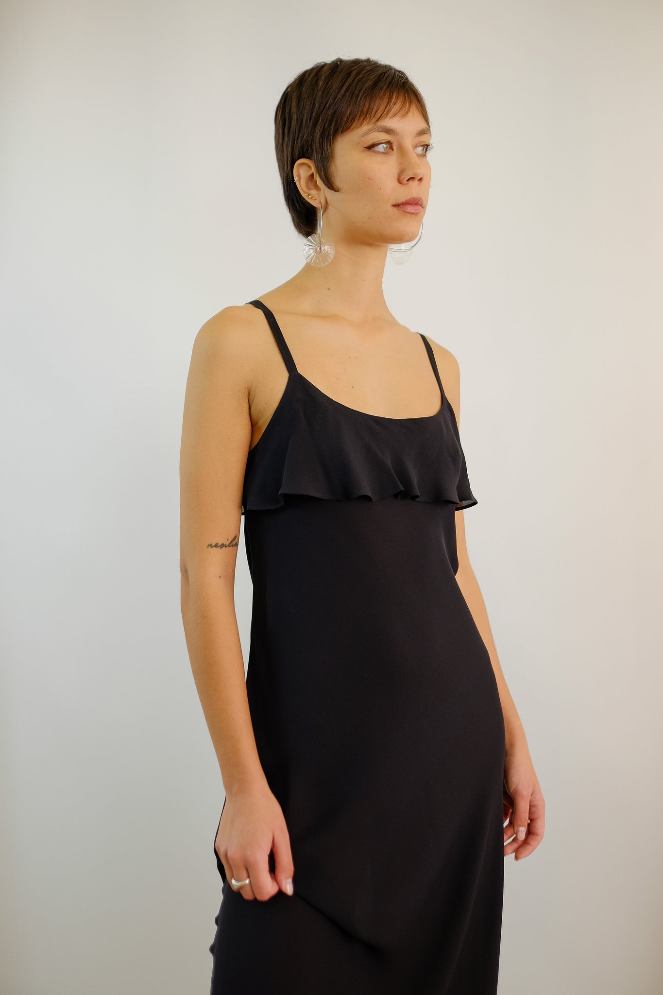 BLUNAUTA BIAS CUT SILK DRESS IN BLACK