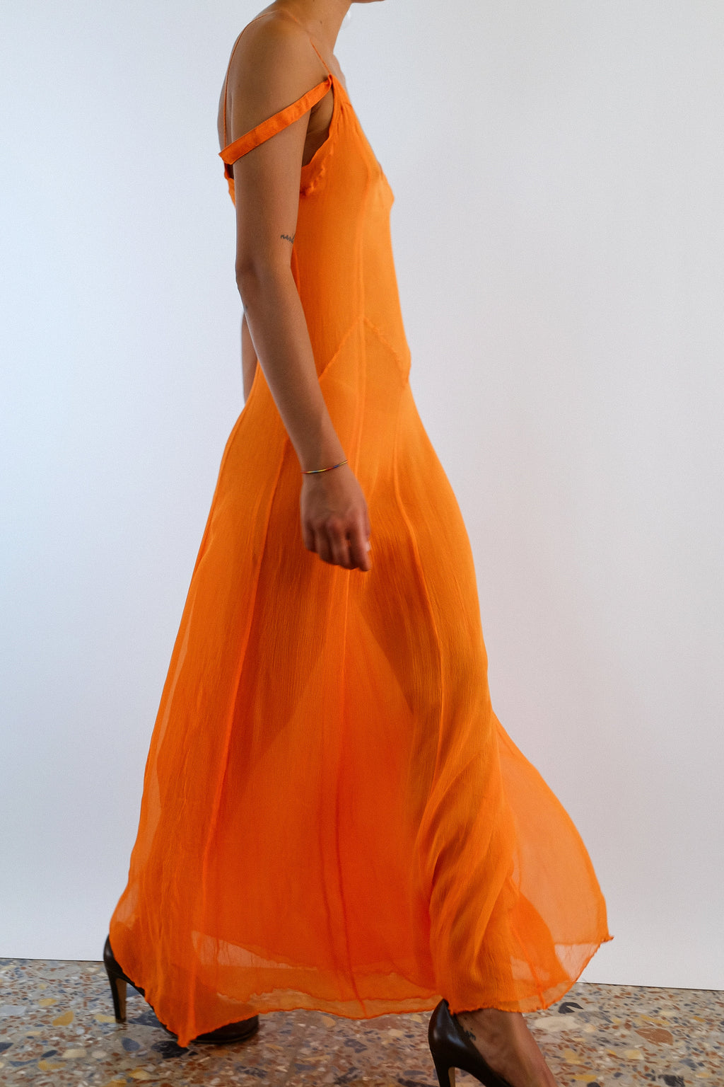 VINTAGE ARANCIA GOWN IN DOUBLE LAYERED SILK CHIFFON