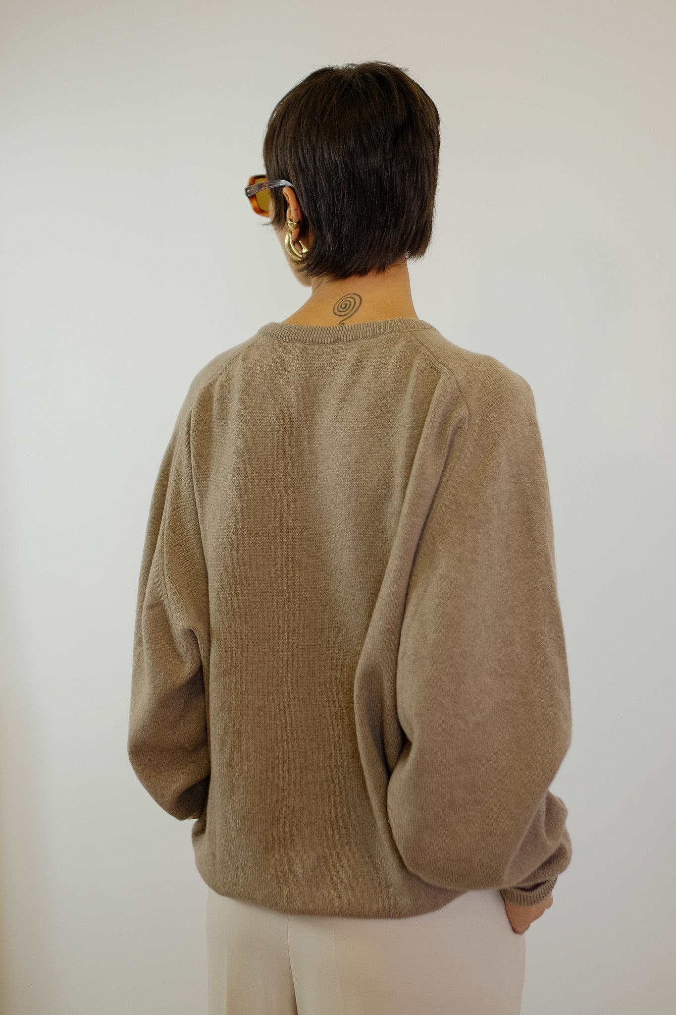 ANTICHI TELAI SCOTTISH WOOL SWEATER IN BEIGE