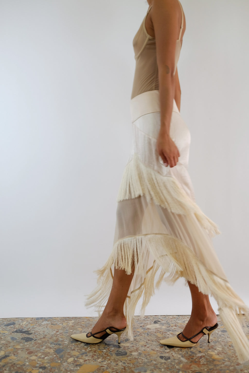 TWINSET TIERED FRINGE SKIRT