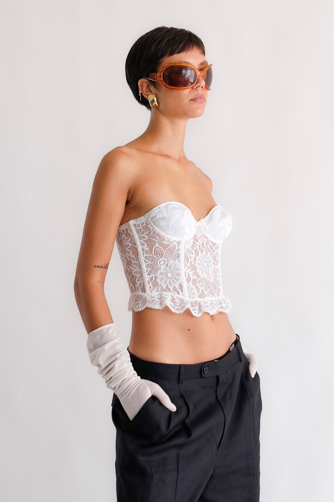 LA PERLA LACE CORSET IN WHITE