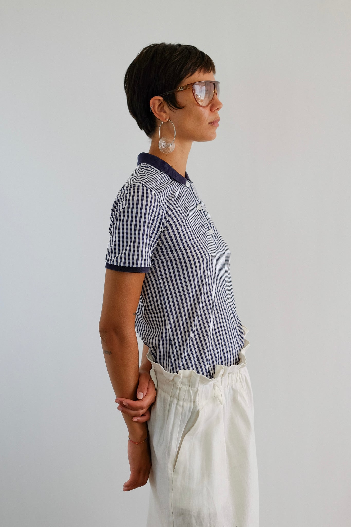 DOLCE & GABBANA STRETCH POLO IN BLUE GINGHAM