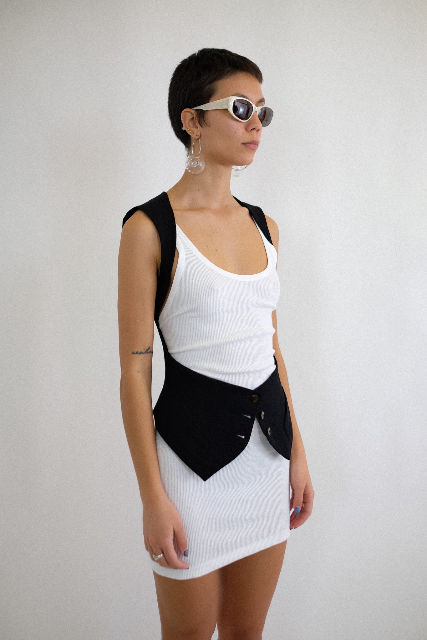 BOGYS DECONSTRUCTED WOOL VEST IN BLACK