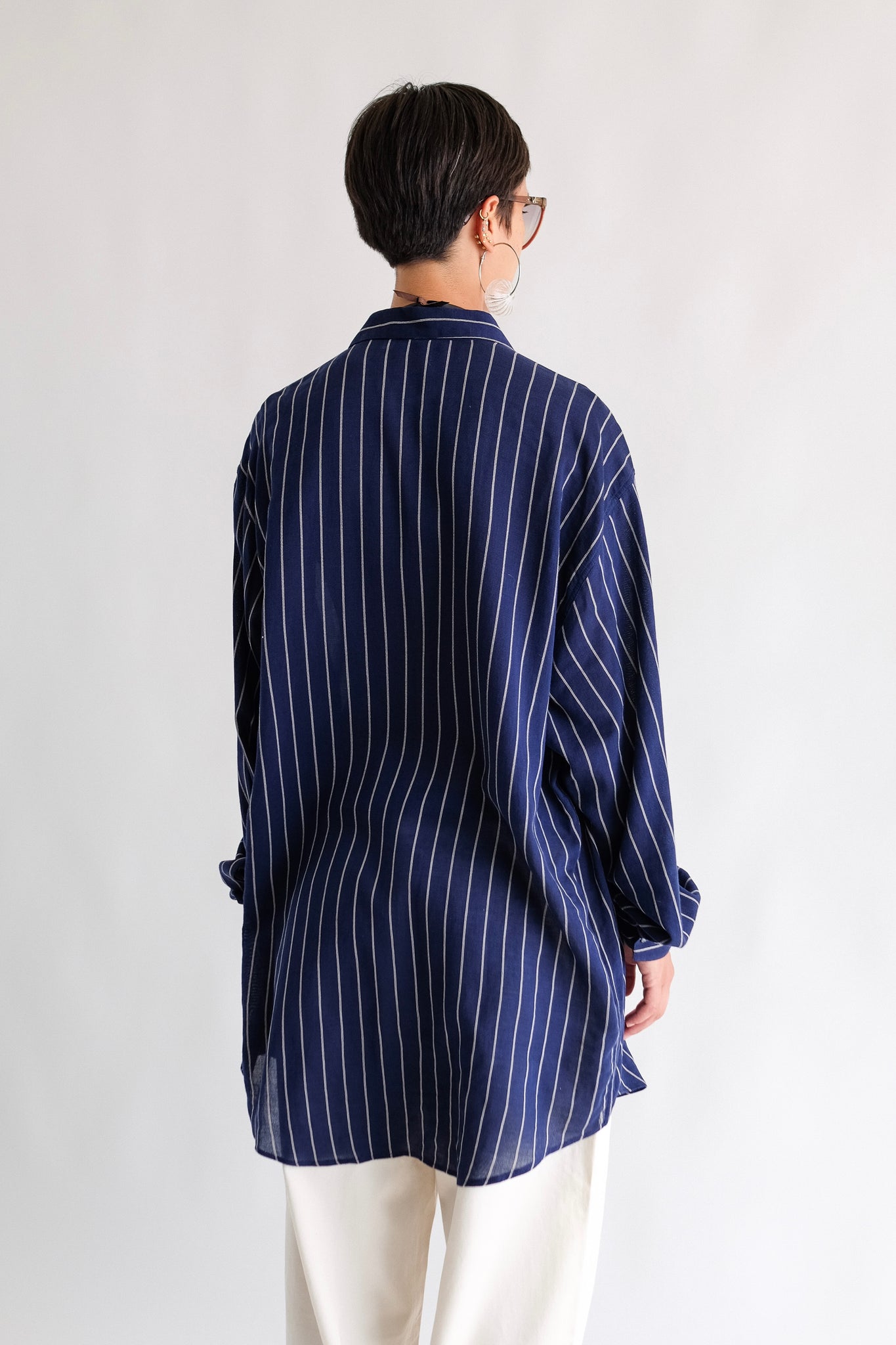 VERSACE STRIPED SHIRT IN SOFT BLUE COTTON GAUZE