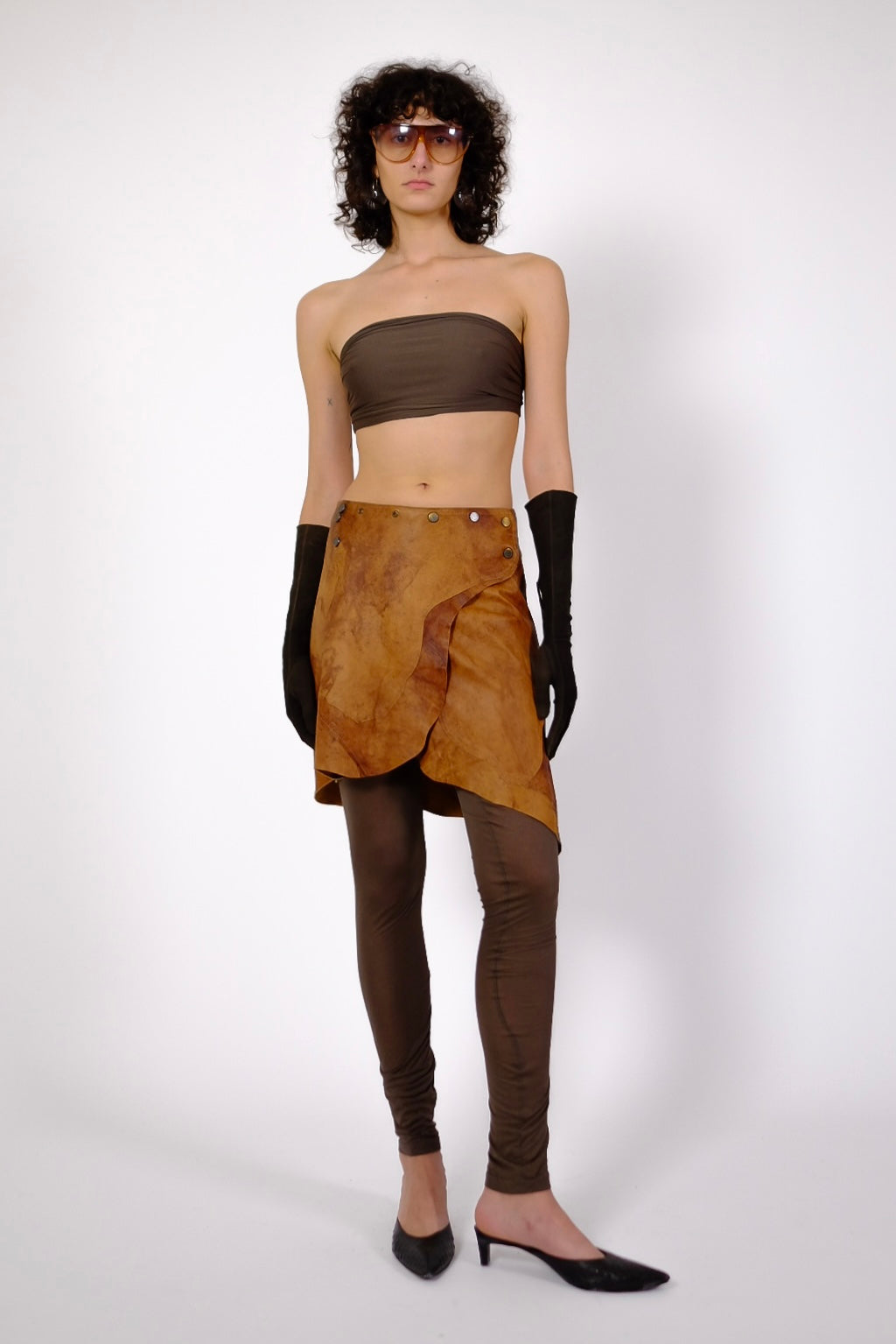 ROCCOBAROCCO RAW LEATHER SKIRT