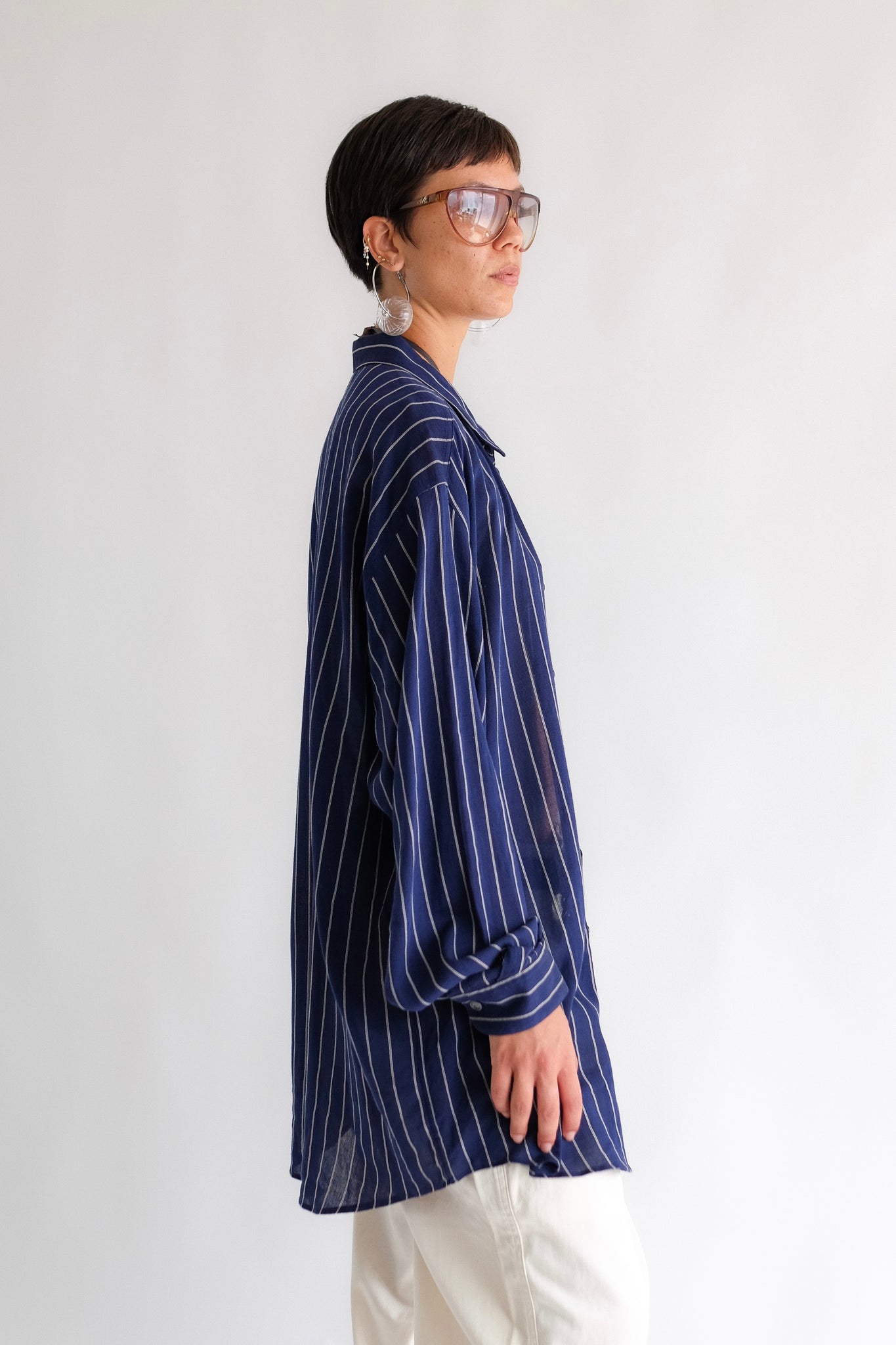 VERSACE STRIPED SHIRT IN SOFT BLUE COTTON GAUZE