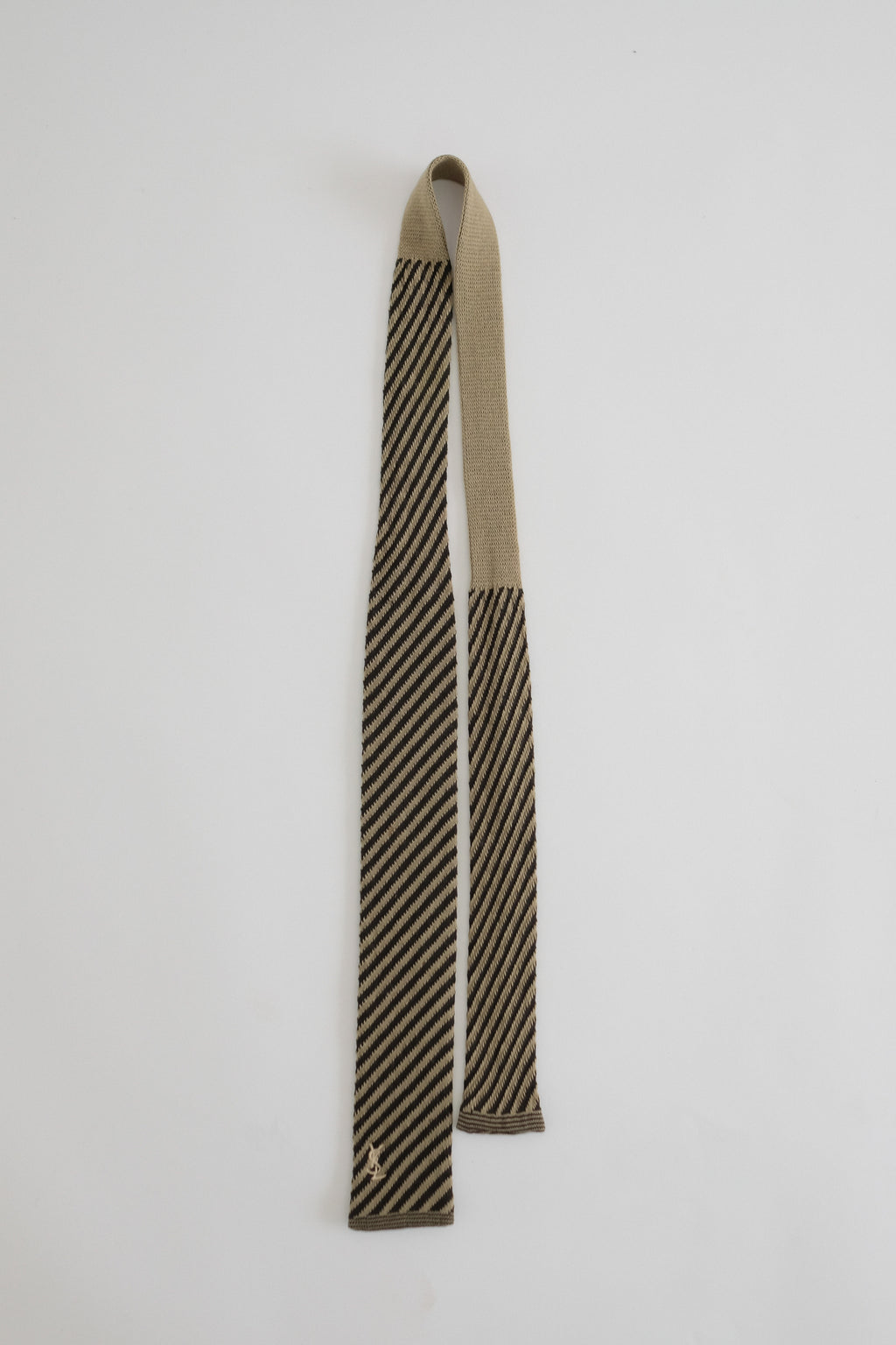 YSL KNIT TIE IN BROWN STRIPE