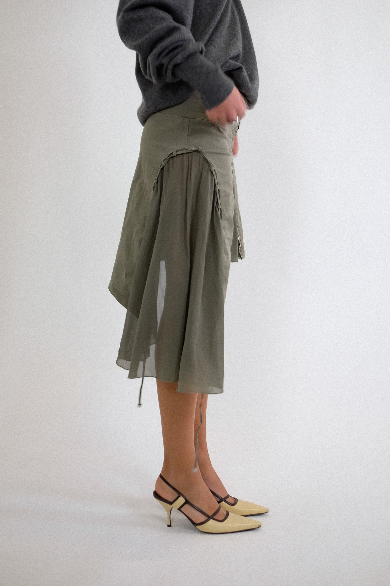 ANNARITA N. HOOK AND EYE SKIRT IN KHAKI