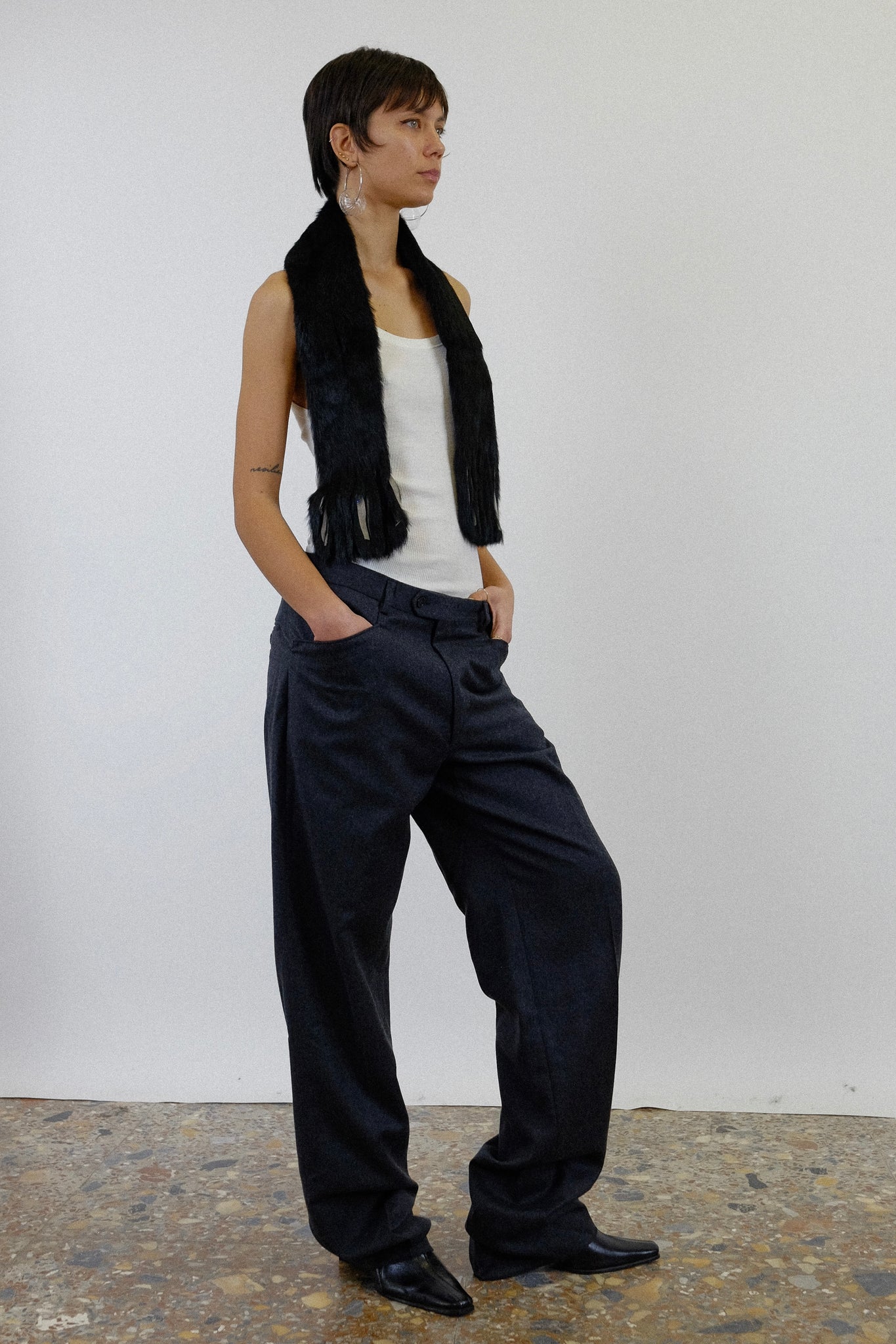 ITALIAN TAILORED DEADSTOCK MENSWEAR TROUSERS IN SLATE GREY