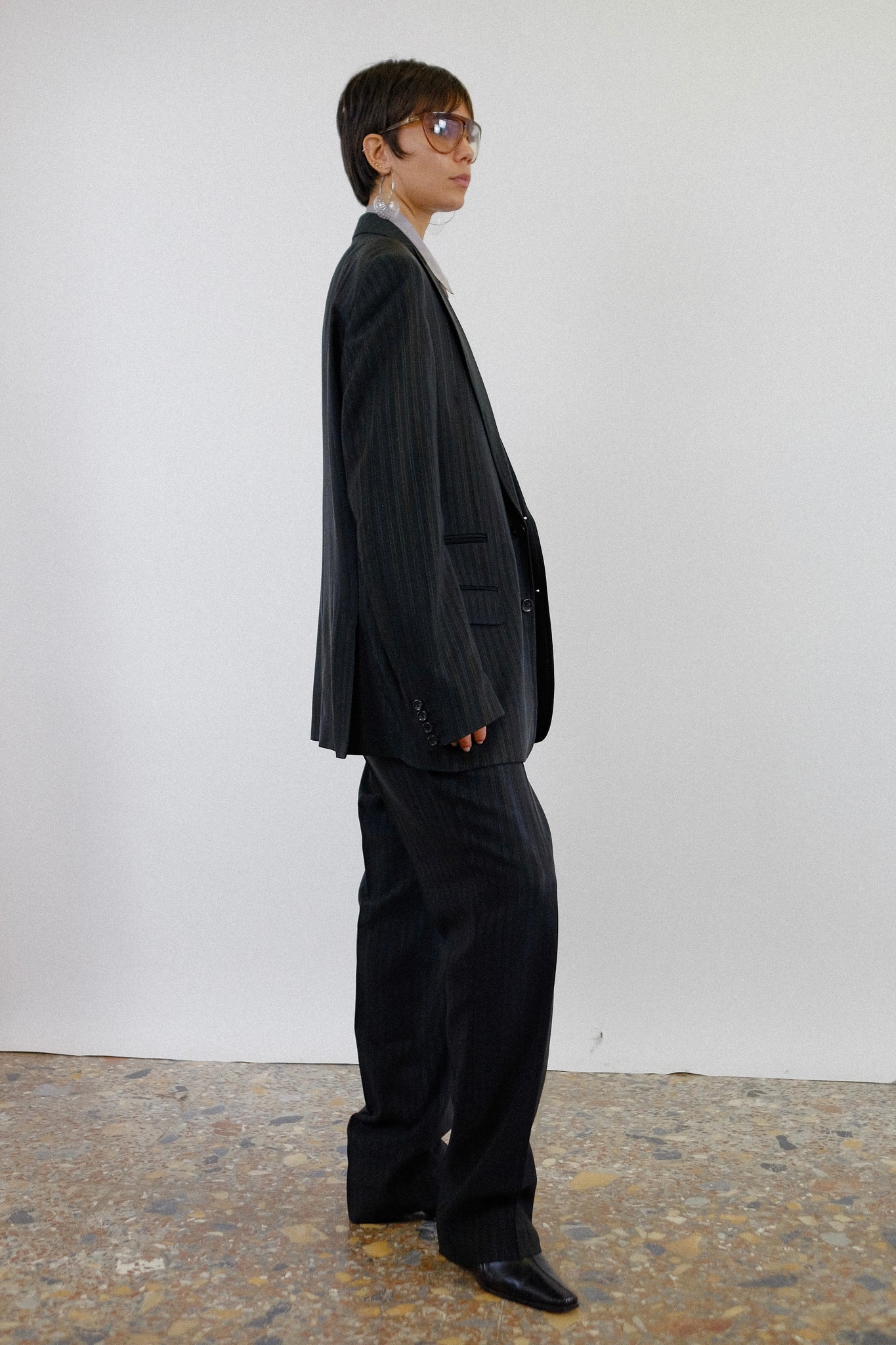 ROBERTO CAVALLI MENSWEAR PINSTRIPE SUIT IN DEEP GREY