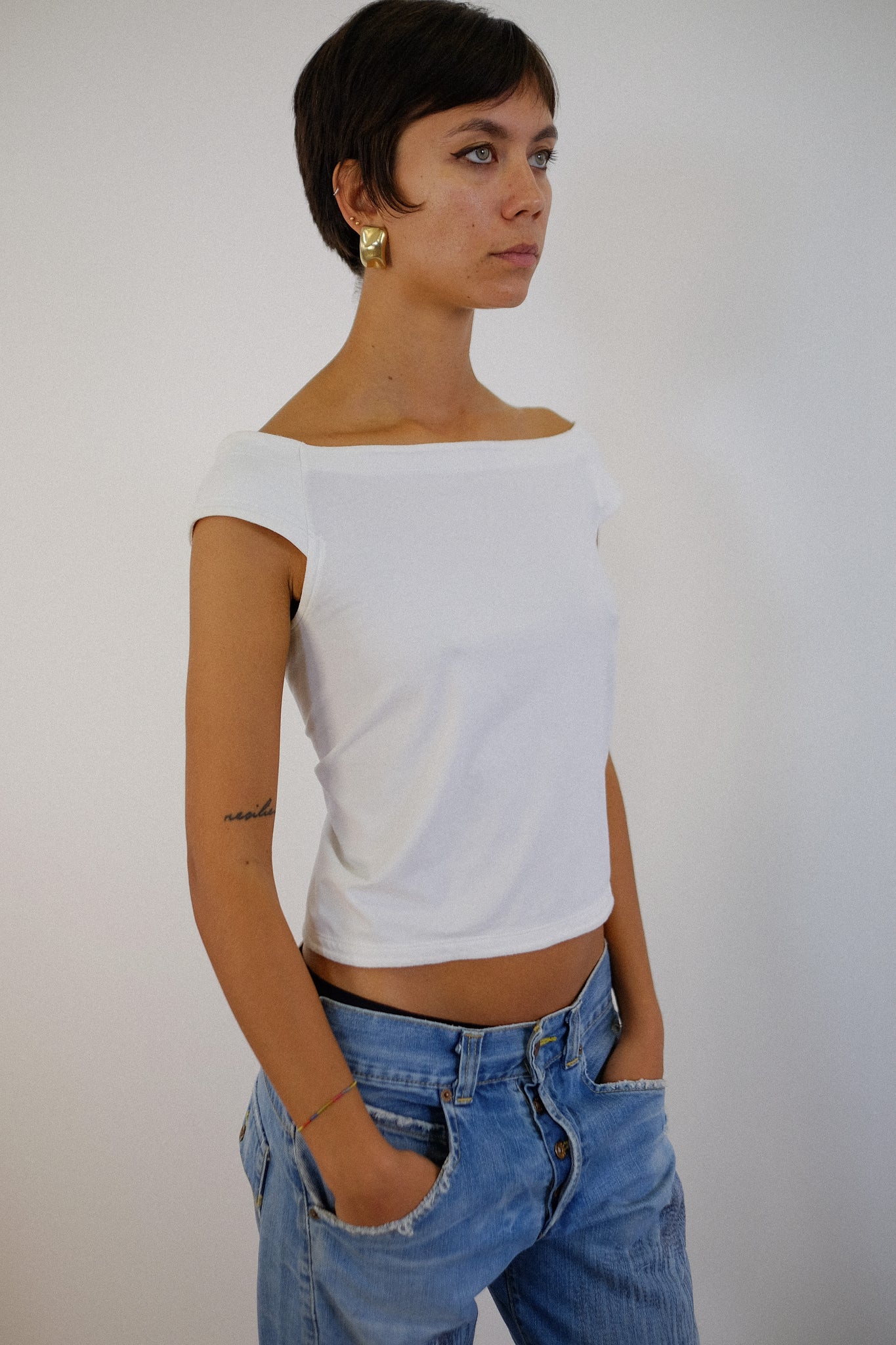 PHILOSOPHY BY ALBERTA FERRETTI OPEN BACK TOP IN WHITE