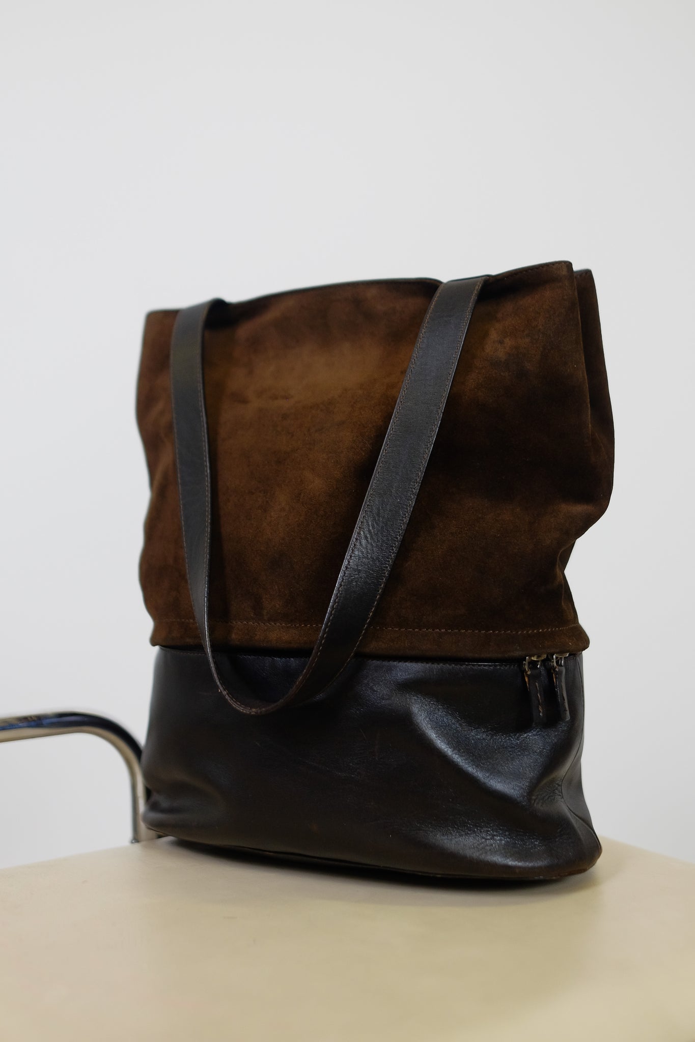 MAX MARA SUEDE BUCKET SHOULDER BAG IN CHOCOLATE BROWN