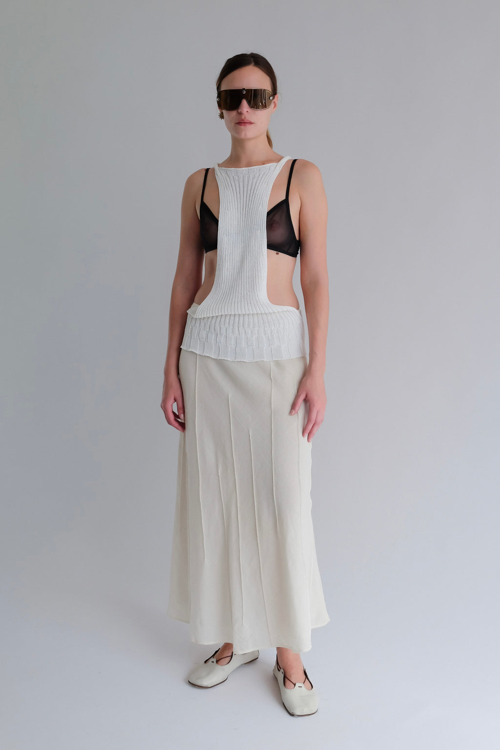 KRIZIA PINTUCK RAMIE SKIRT IN PANNA