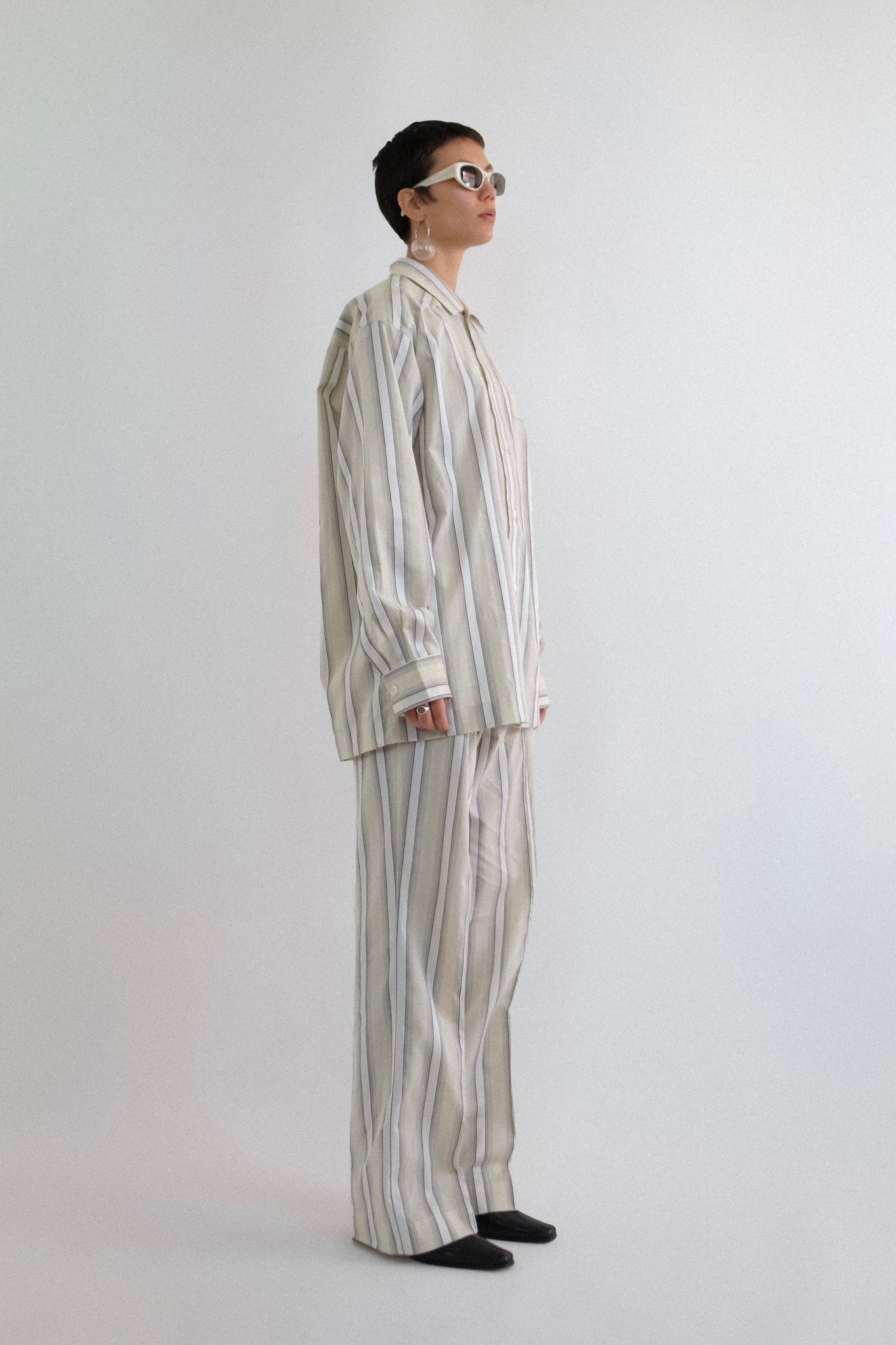 YVES SAINT LAURENT DEADSTOCK COTTON SET IN STRIPE