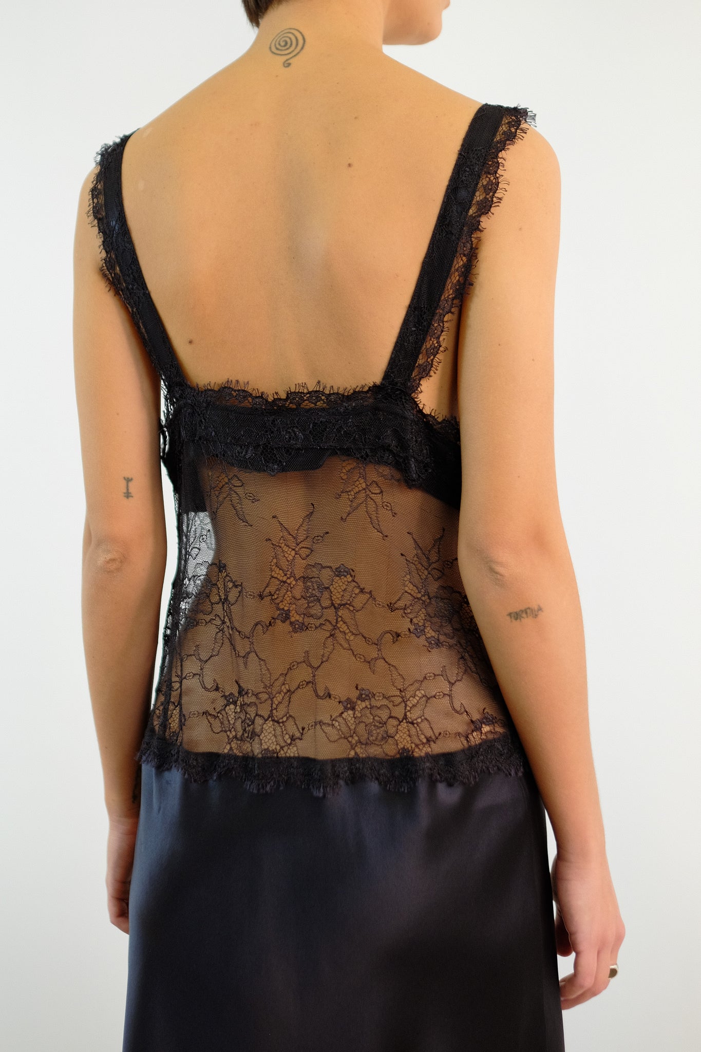 ITALIAN SILK & LACE CUTAWAY DRESS