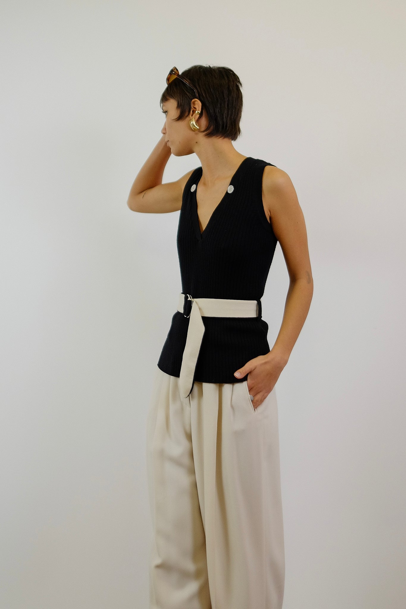 JC DE CASTELBAJAC MODULAR KNIT SET IN BLACK WITH OPTIONAL SHRUG