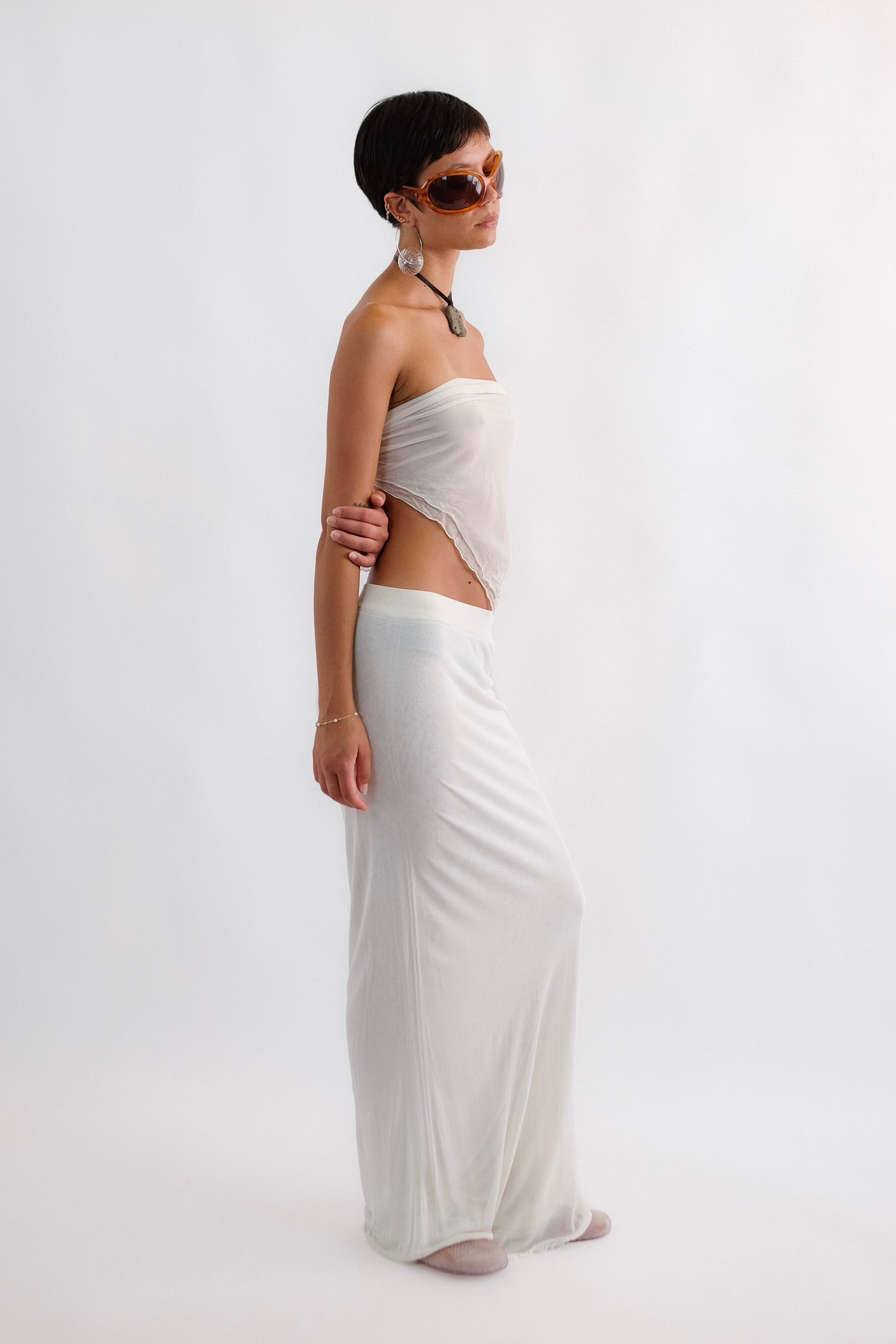 LA PERLA TIERED MAXI SKIRT-DRESS IN WHITE JERSEY