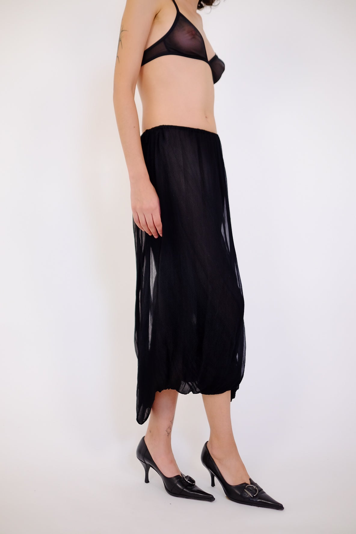 GAULTIER SILK CHIFFON TWISTED BUBBLE SKIRT