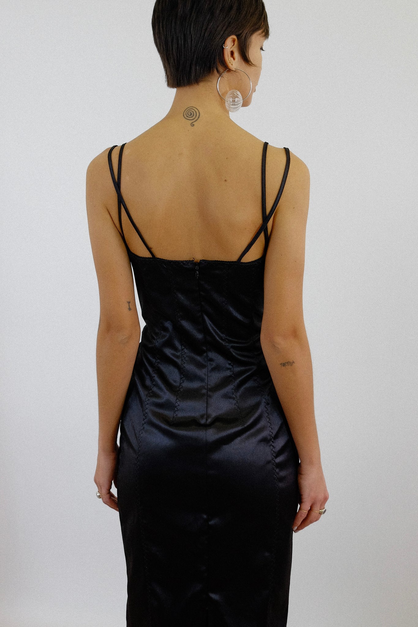 DOLCE & GABBANA LACE INSET STRETCH DRESS IN BLACK