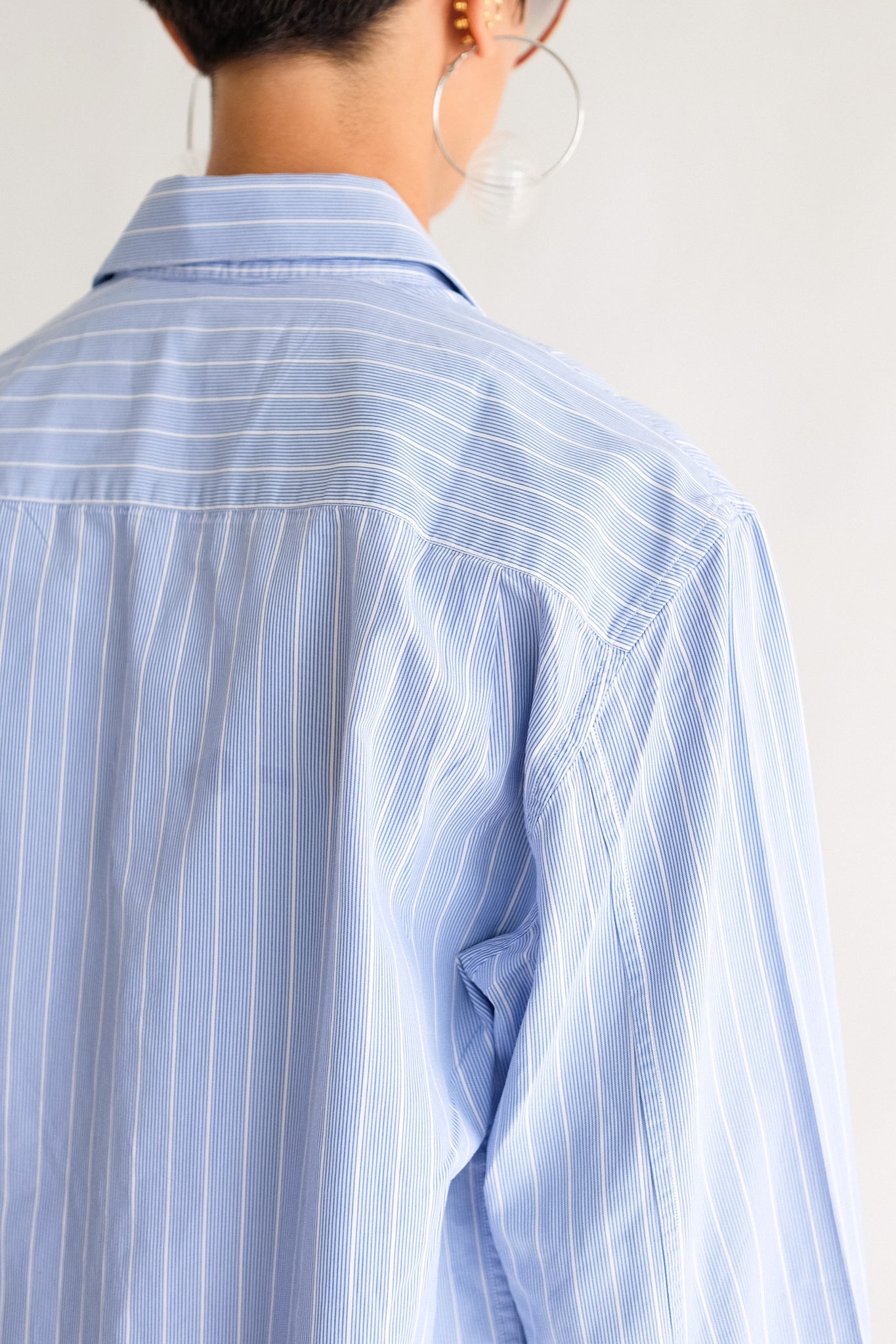 CP COMPANY STRIPED SHIRT IN LIGHT BLUE COTTON POPLIN