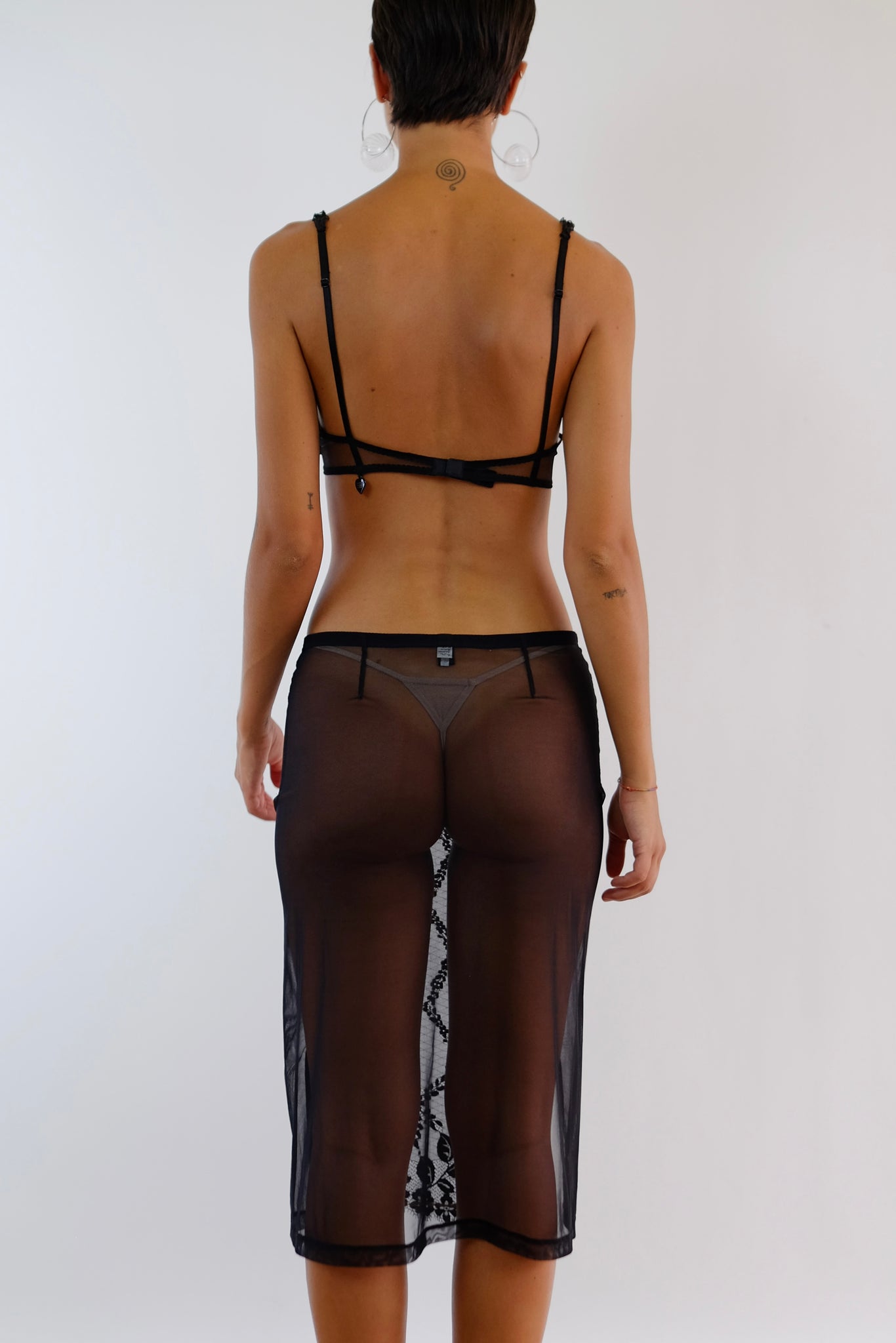 LA PERLA BLACK LABEL BRA TOP IN PANELLED SILK & LACE