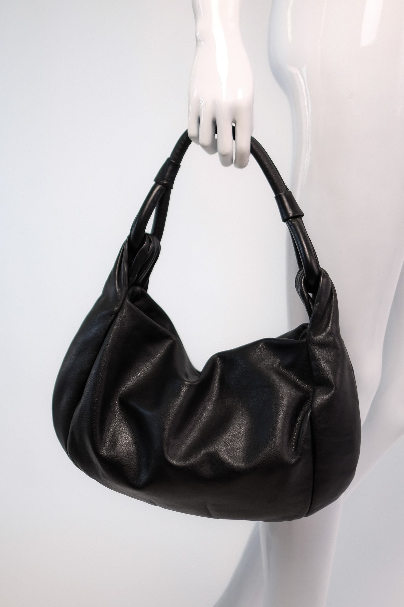 FURLA LEATHER LOOP BAG IN BLACK