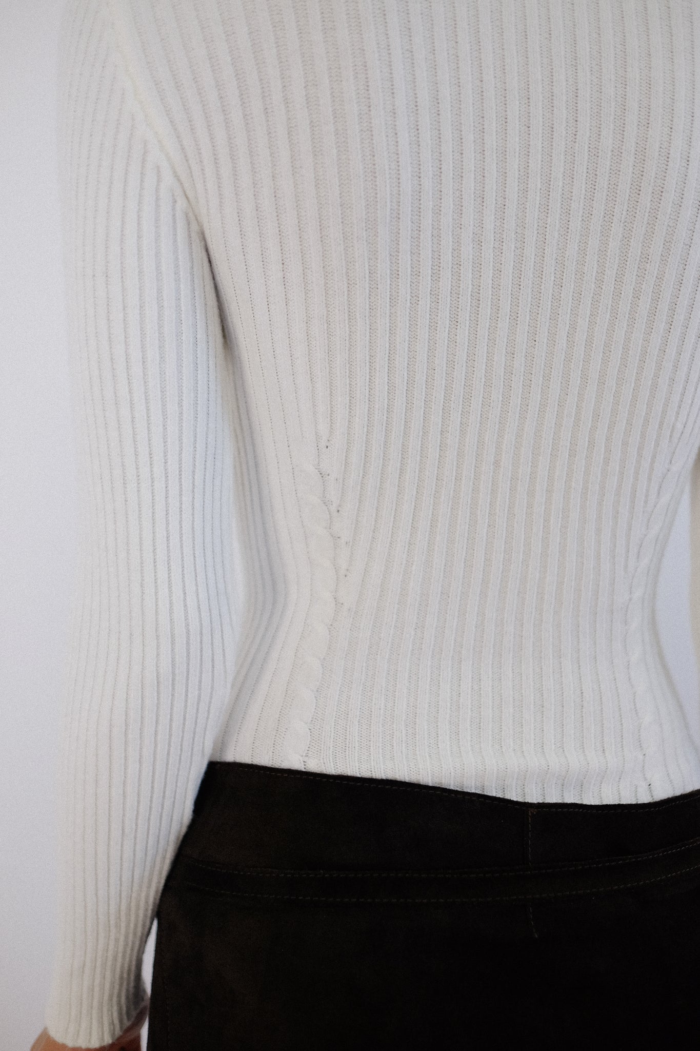 DOLCE & GABBANA CABLE KNIT BODYSUIT IN WHITE