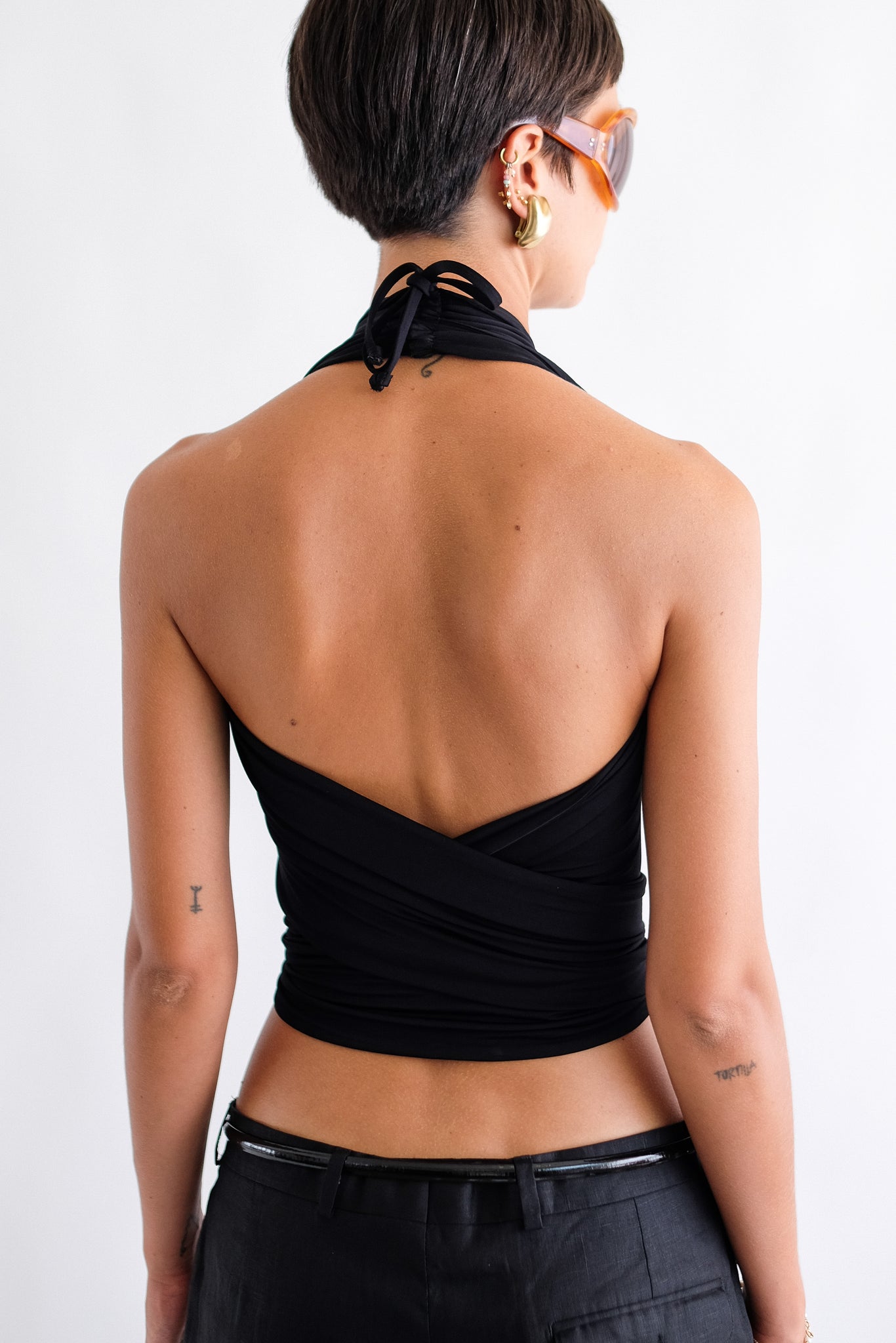 FENDI HALTER WRAP TOP IN BLACK
