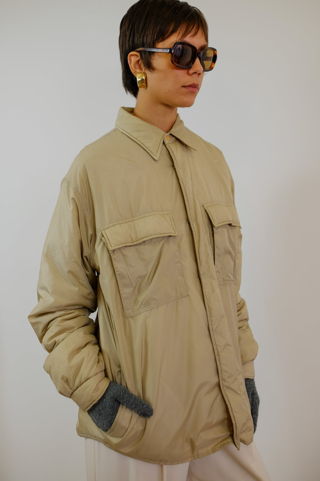 ASPESI THERMORE PADDED JACKET IN BEIGE