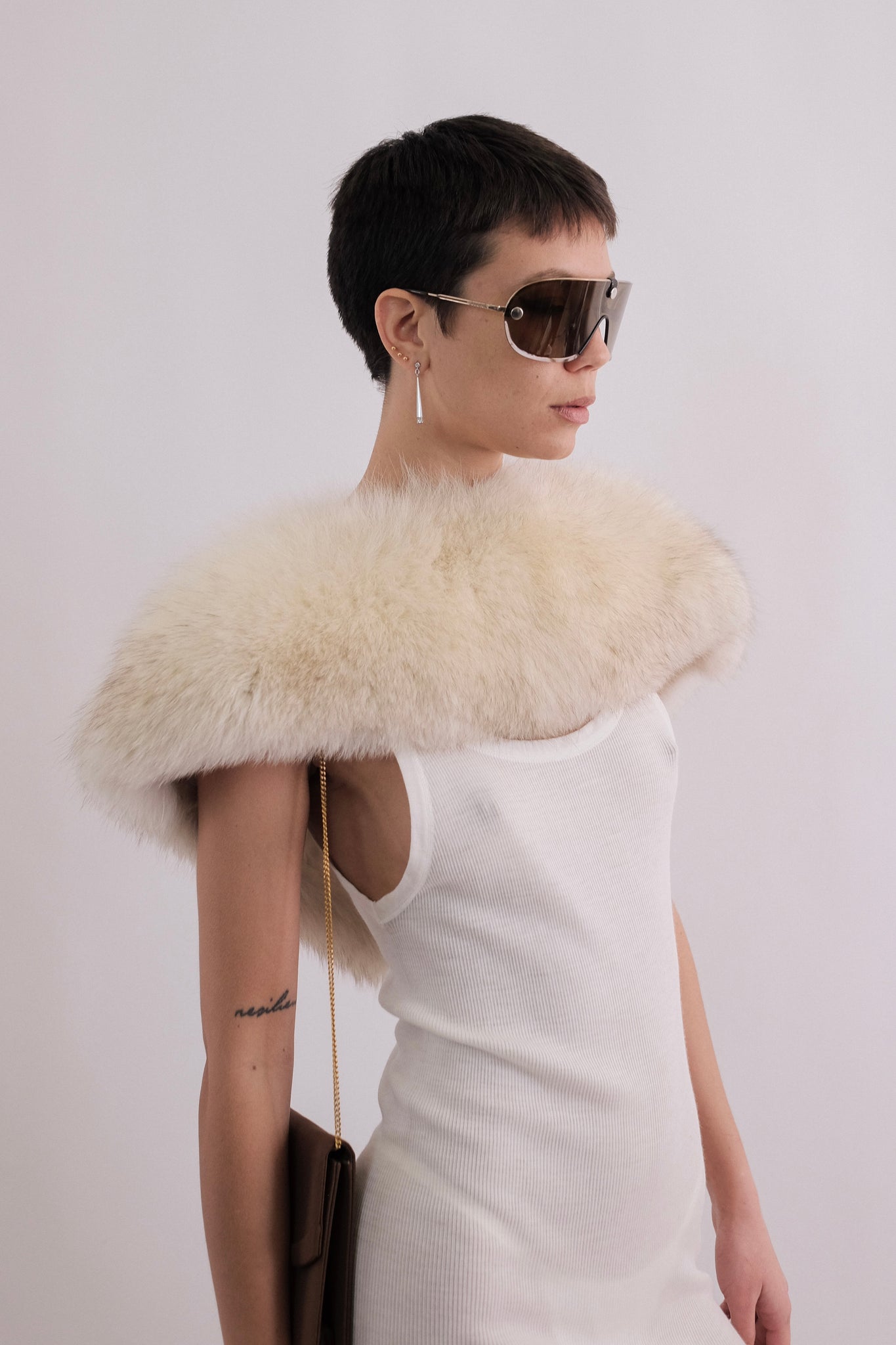 ARTISANAL HANDMADE FOX FUR COLLAR IN NEUTRAL
