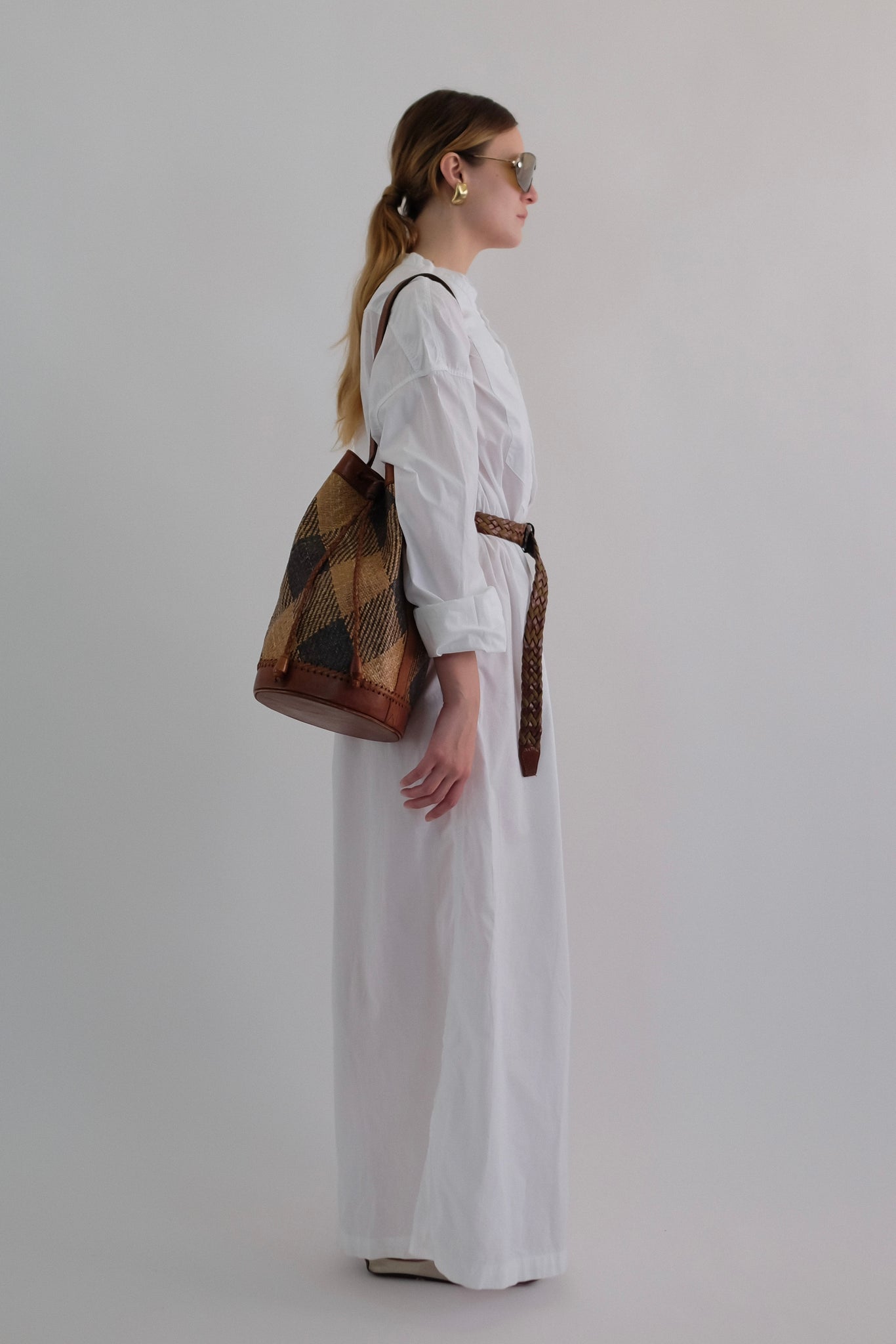 ARMANI JEANS MAXI SHIRT DRESS IN WHITE