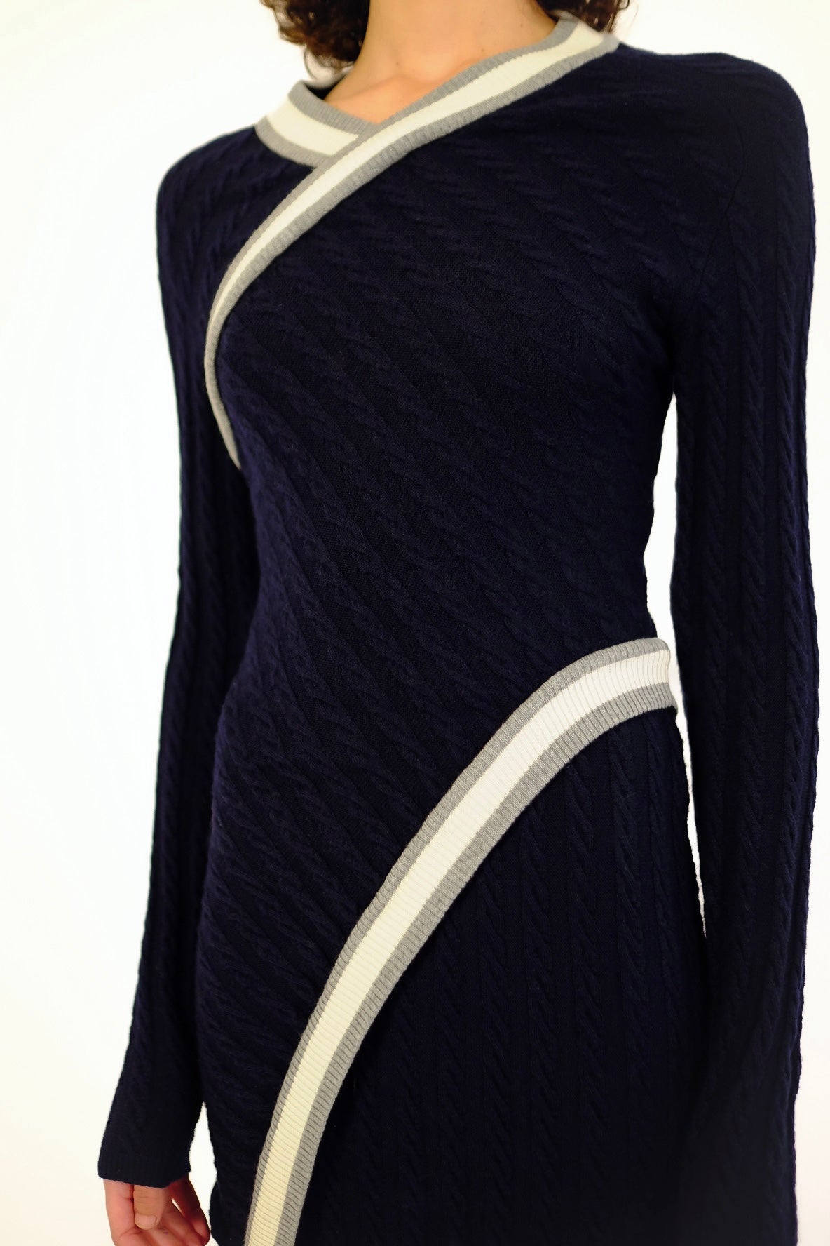 LACOSTE CABLE KNIT TWIST DRESS