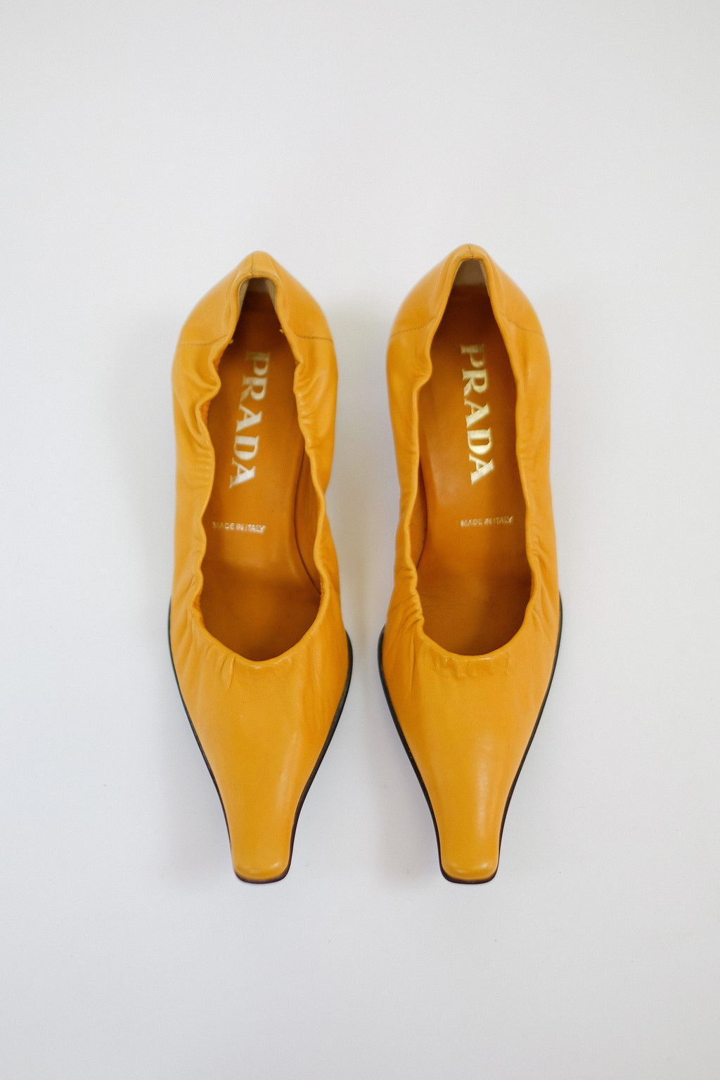 PRADA KITTEN HEELS IN GAMBOGE