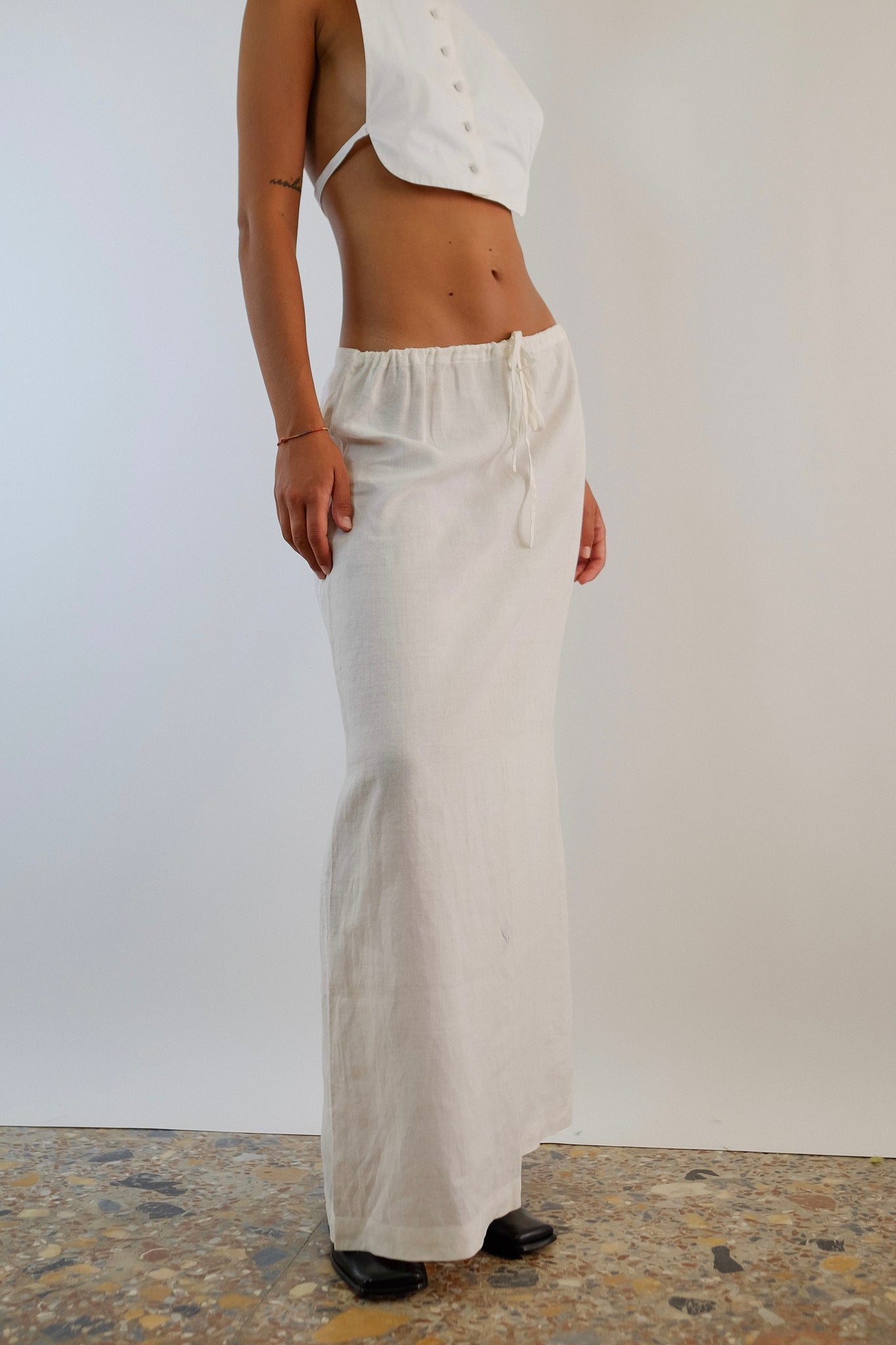 STEFANEL MAXI SKIRT IN WHITE RAMIE