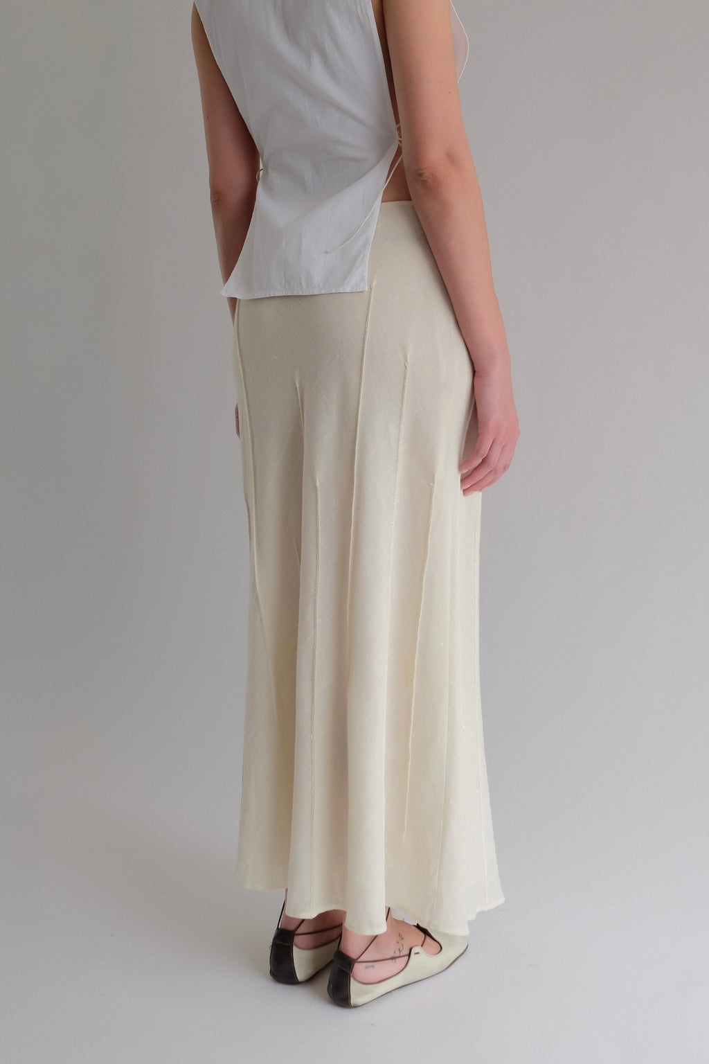 KRIZIA PINTUCK RAMIE SKIRT IN PANNA