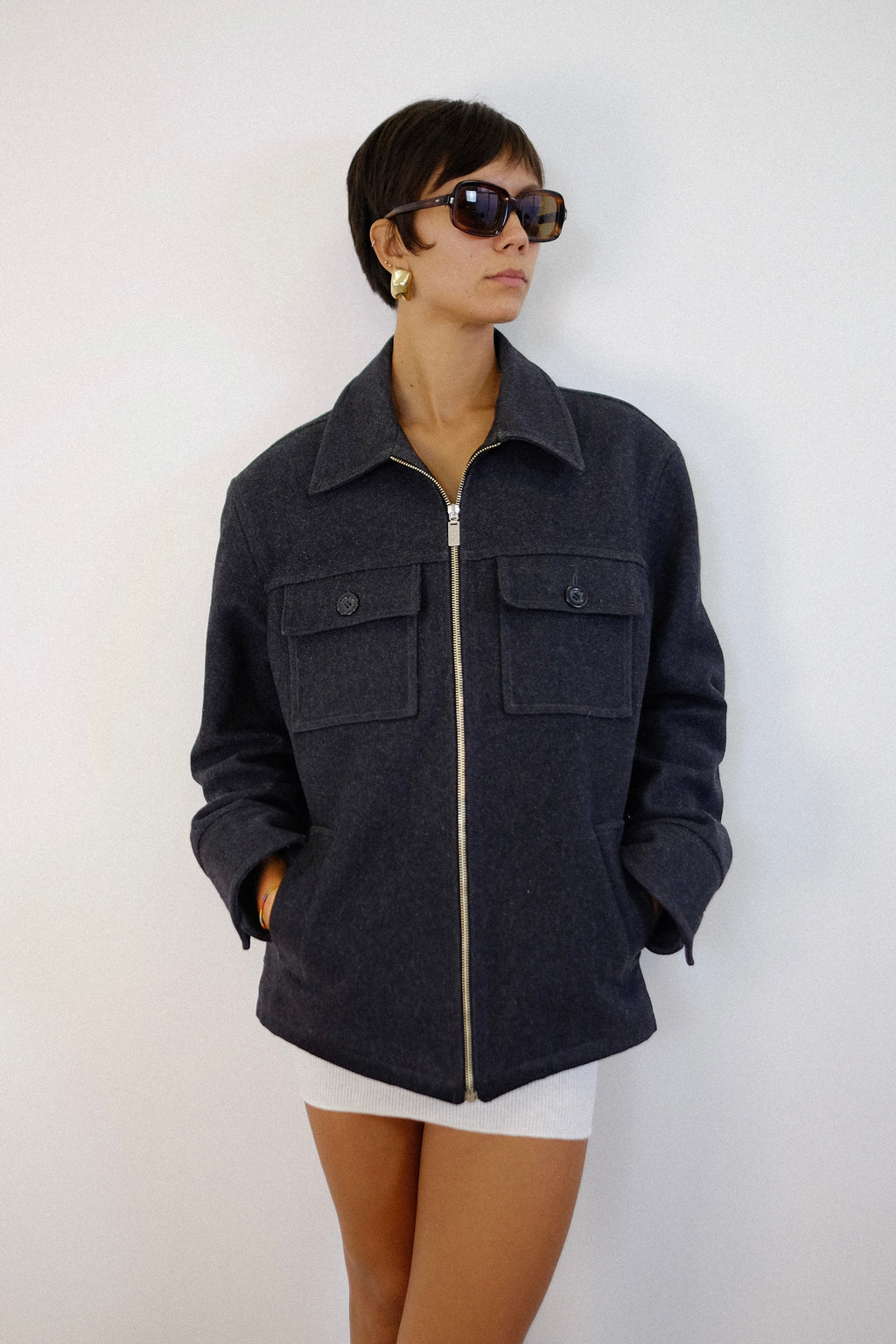 DOLCE & GABBANA WOOL JACKET IN SLATE GREY