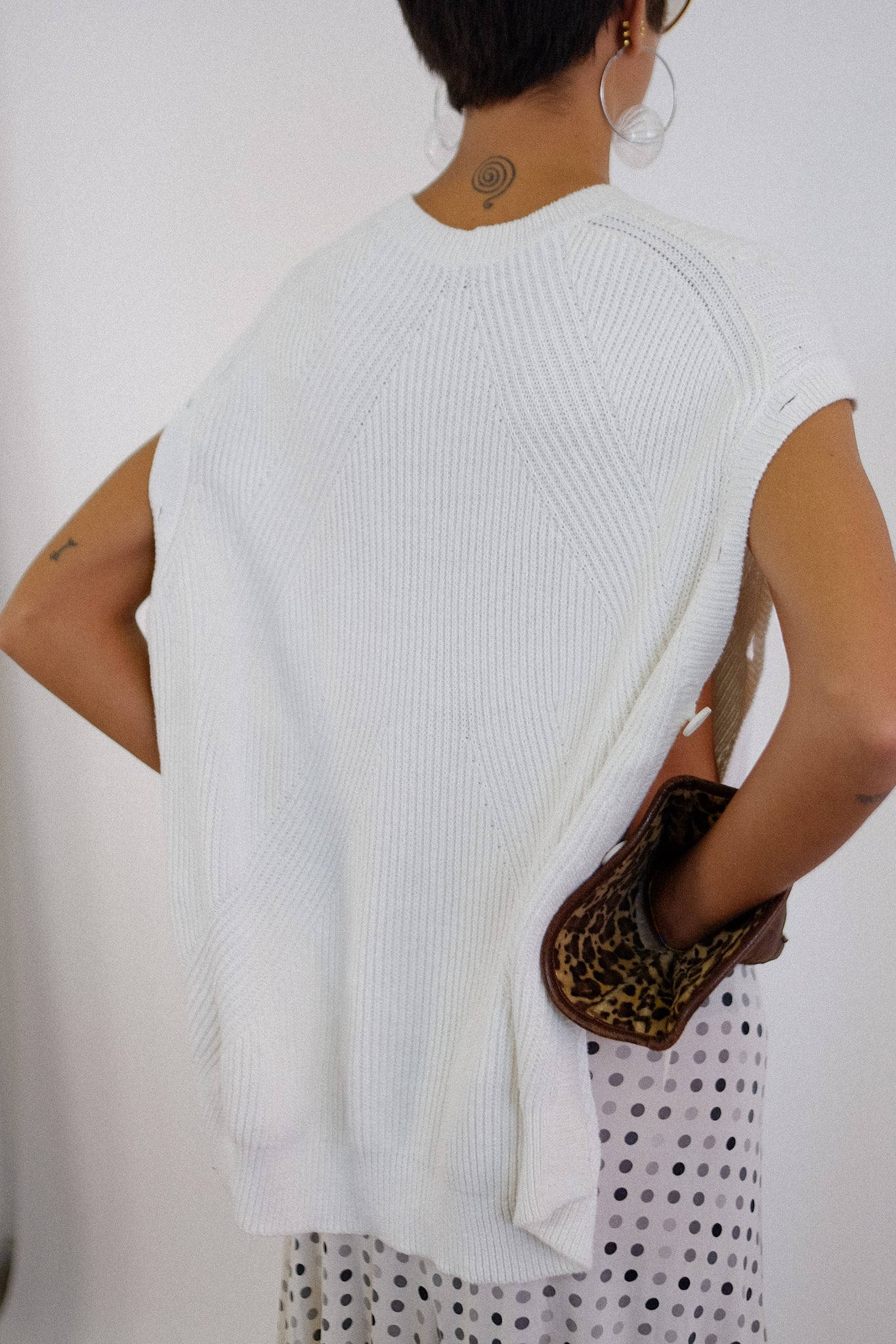HELMUT LANG BUTTON SIDE SWEATER TABARD IN WHITE