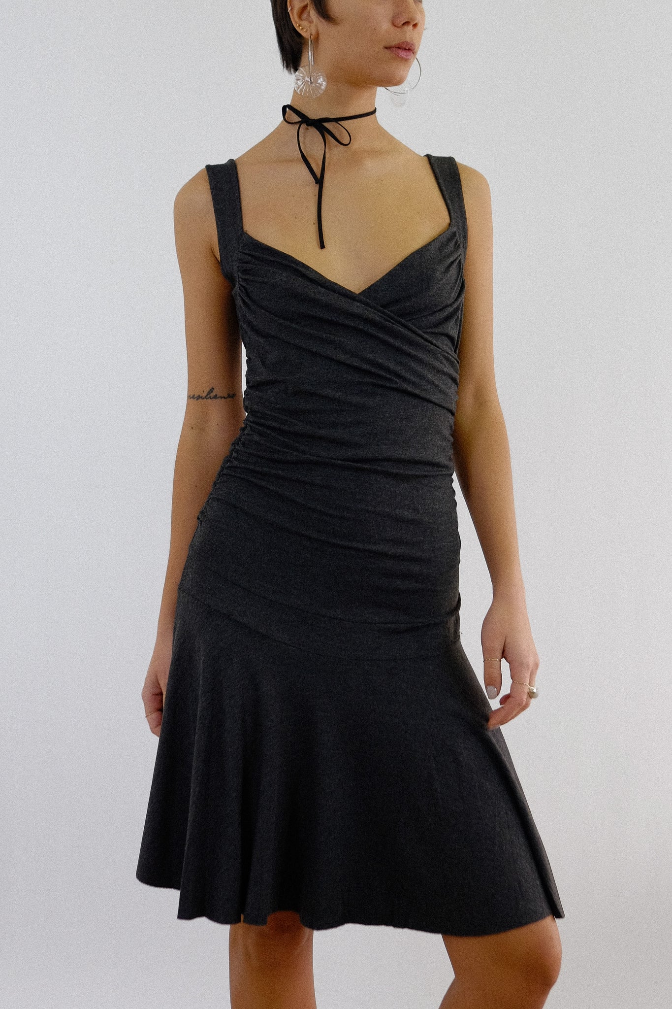 FRANCESCA FERRANTE DEADSTOCKK STRETCH DRESS IN SLATE GREY