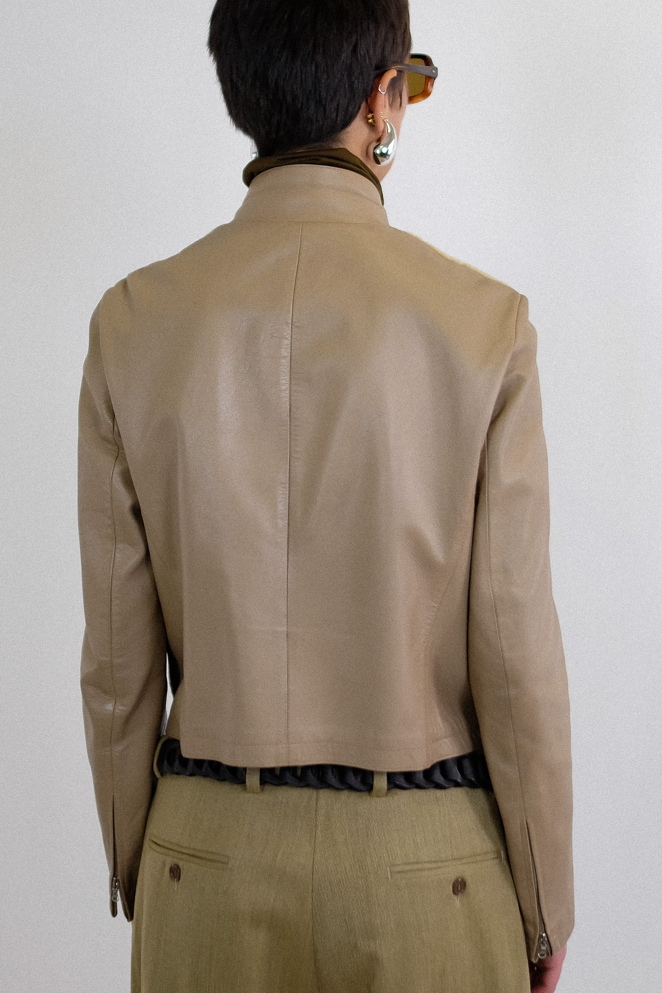 LEATHER & PONY SKIN MOTO JACKET IN NEUTRAL