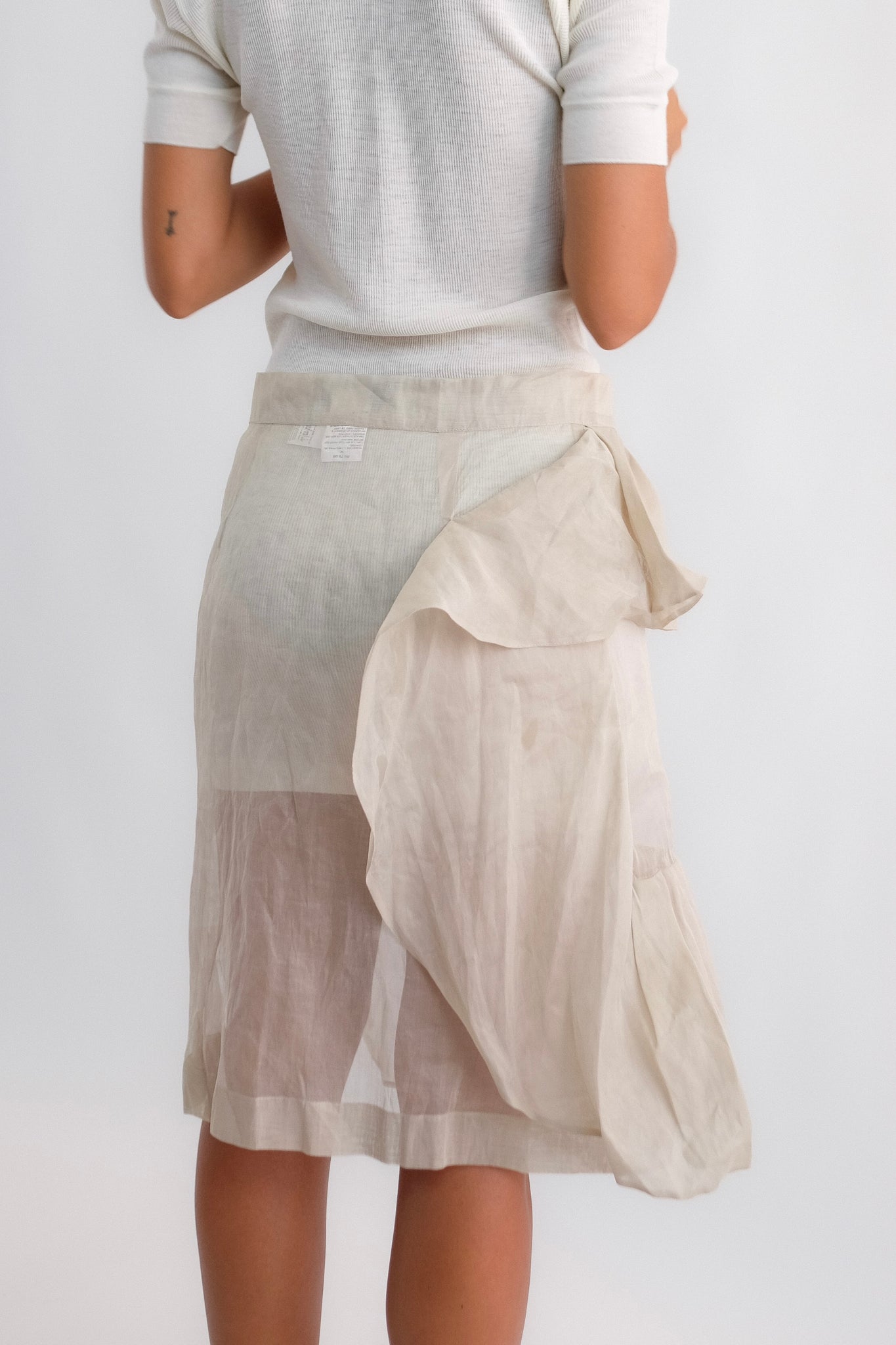MAXMARA STRUCTURED ORGANZA SKIRT IN TAUPE