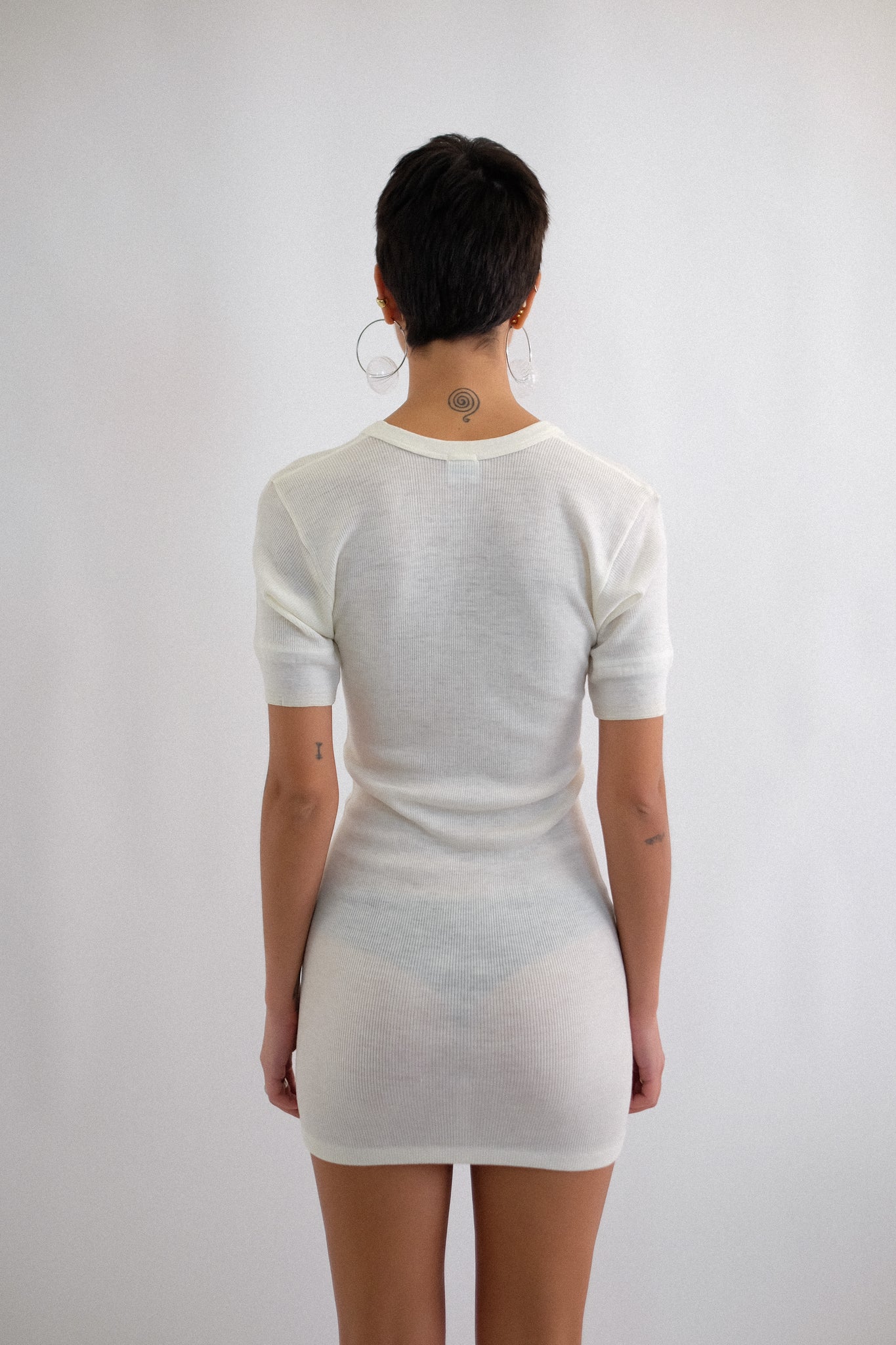 LIABEL VINTAGE DEADSTOCK WOOL T-SHIRT DRESS IN CREAM WHITE