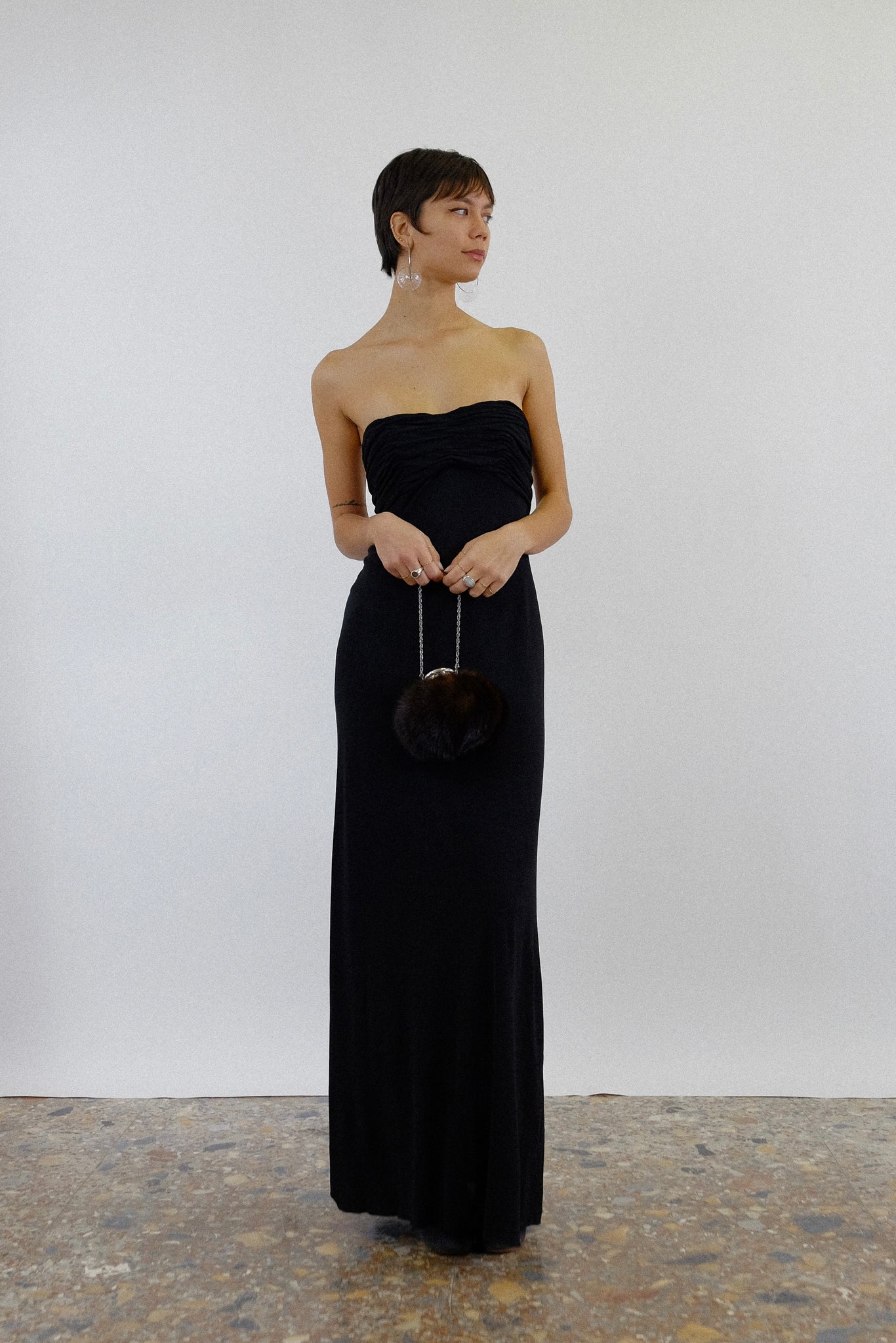 LA PERLA BLACK LABEL EVENING DRESS IN BLACK