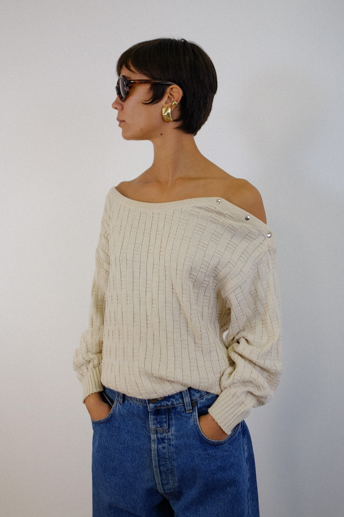 GUERRIERI ITALIAN COTTON KNIT IN CREAM WHITE