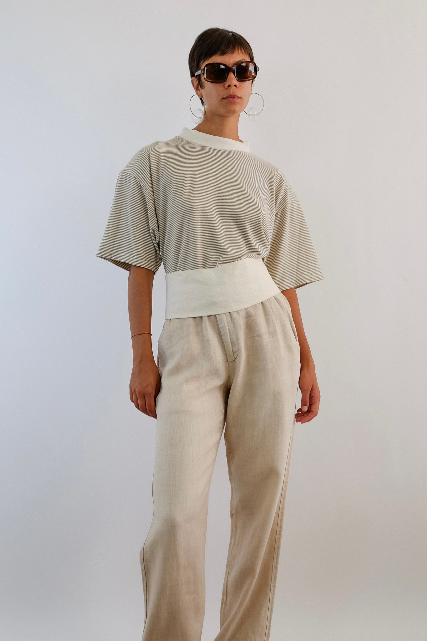 VINTAGE ITALIAN SHOULDER-T IN COTTON STRIPE