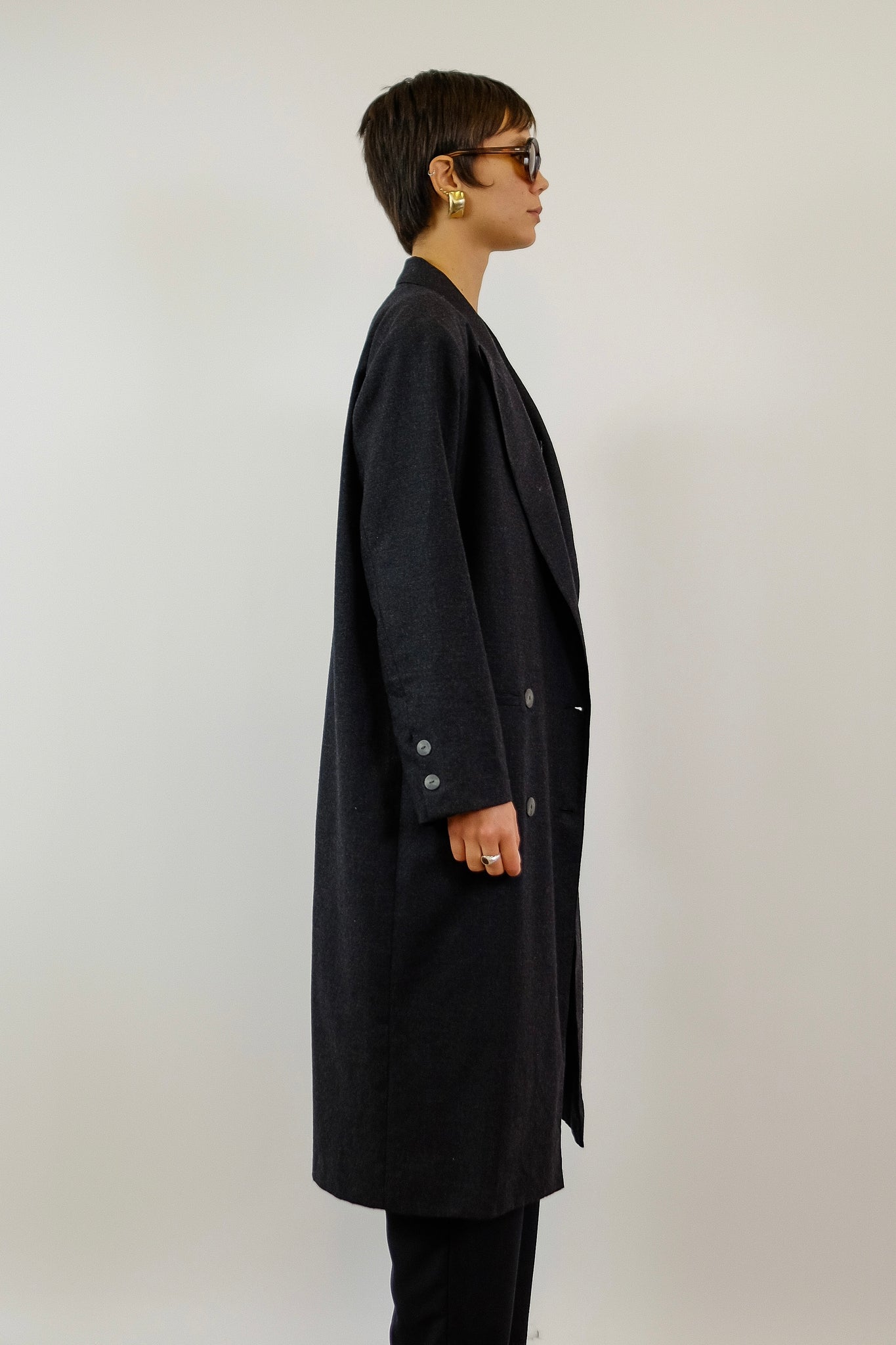 1980s JEAN PAUL GAULTIER DB COAT IN CHARCOAL WOOL