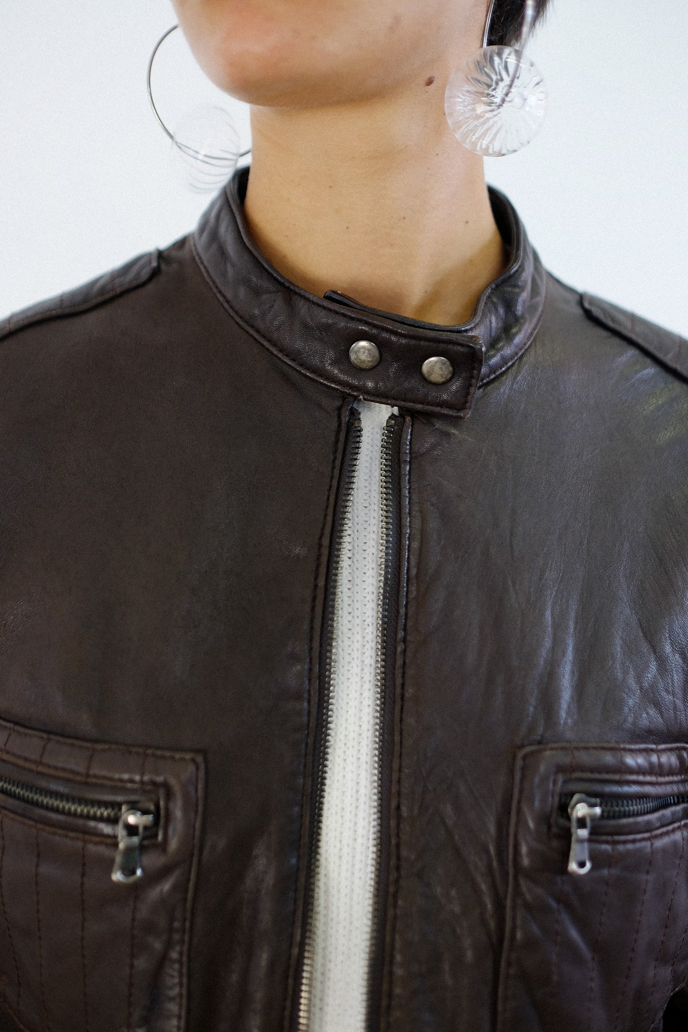 CONBIPEL BUTTER SOFT LEATHER BOMBER JACKET IN CHOCOLATE BROWN